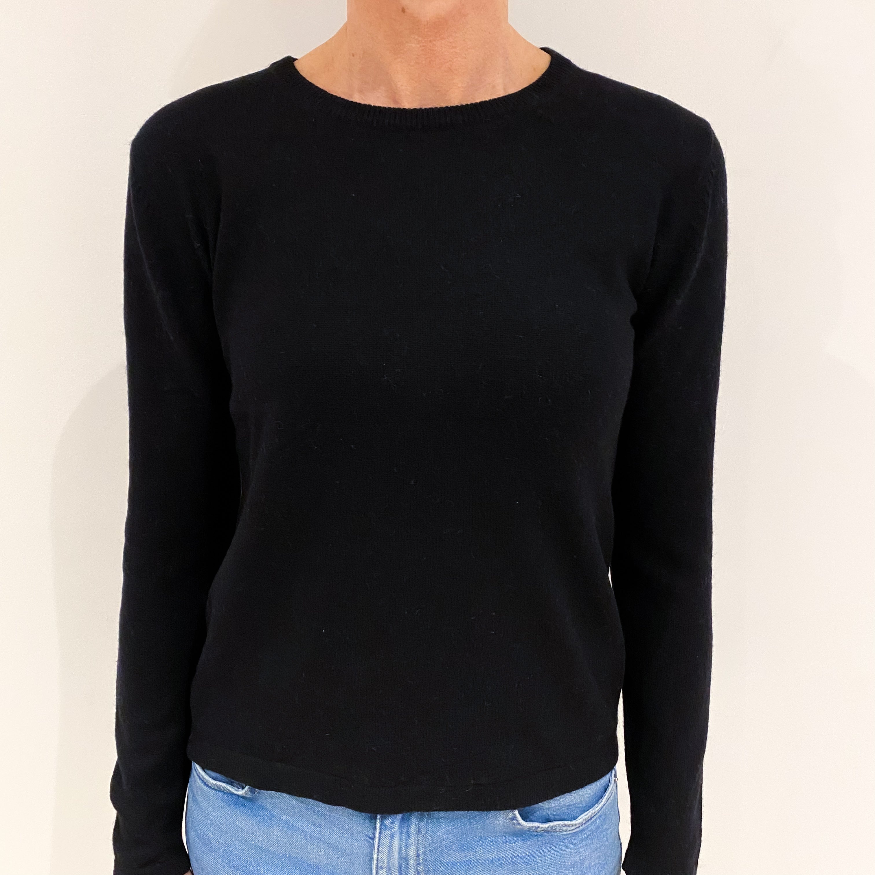 Black Cashmere Crew Neck Jumper Small