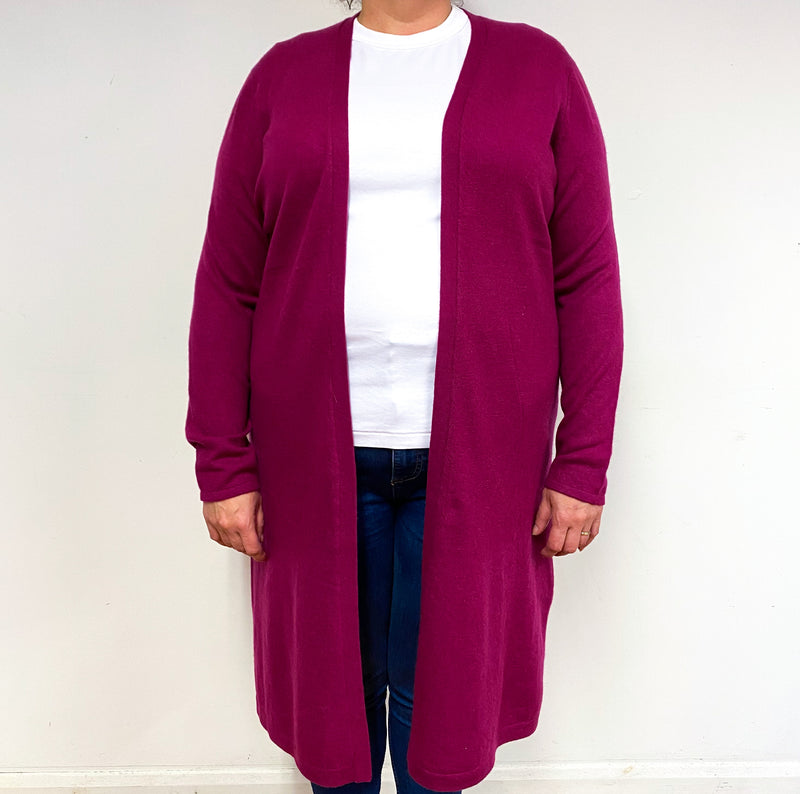 Plum Pink Cashmere Edge to Edge Cardigan Extra Large