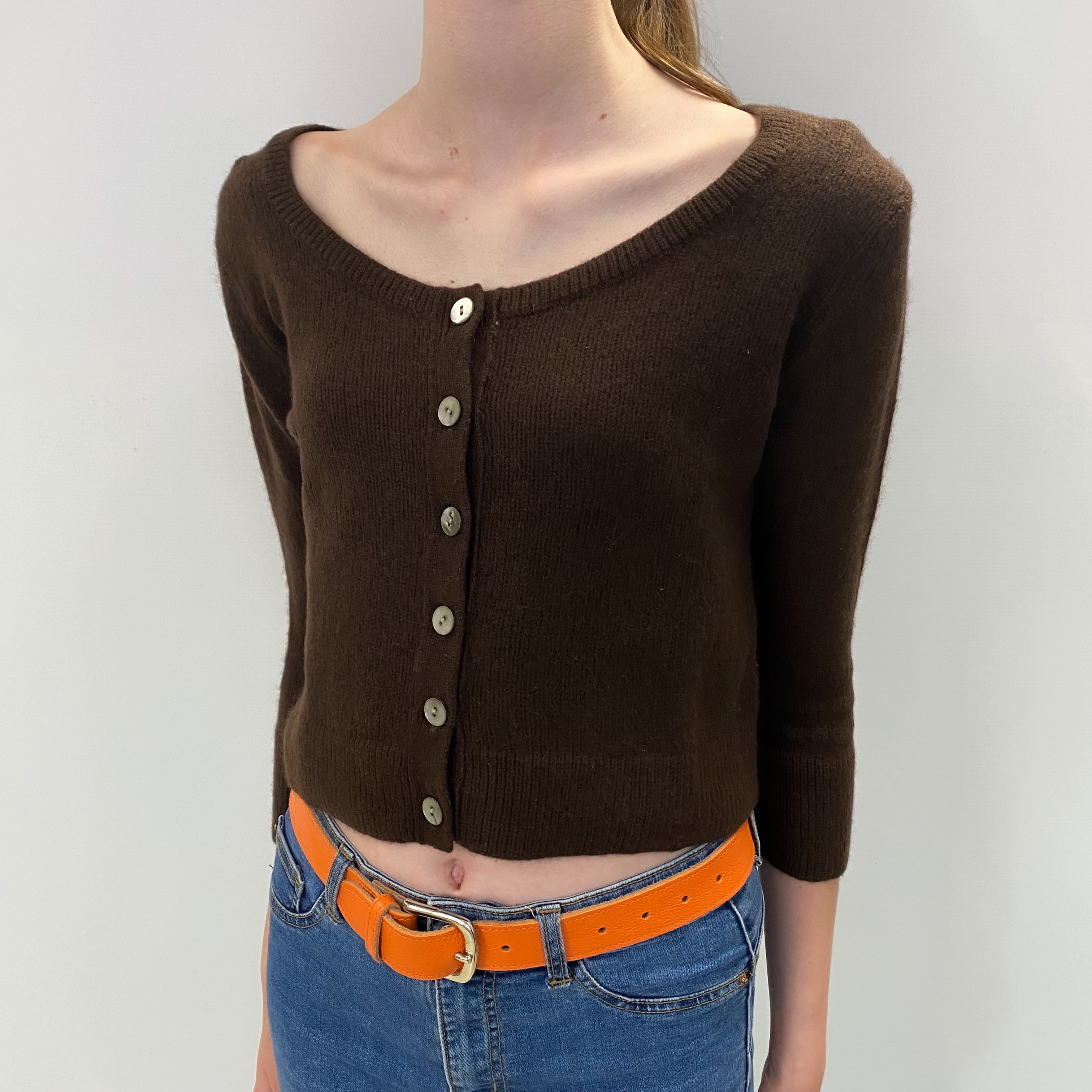Peppercorn Brown Cashmere Cardigan Extra Small