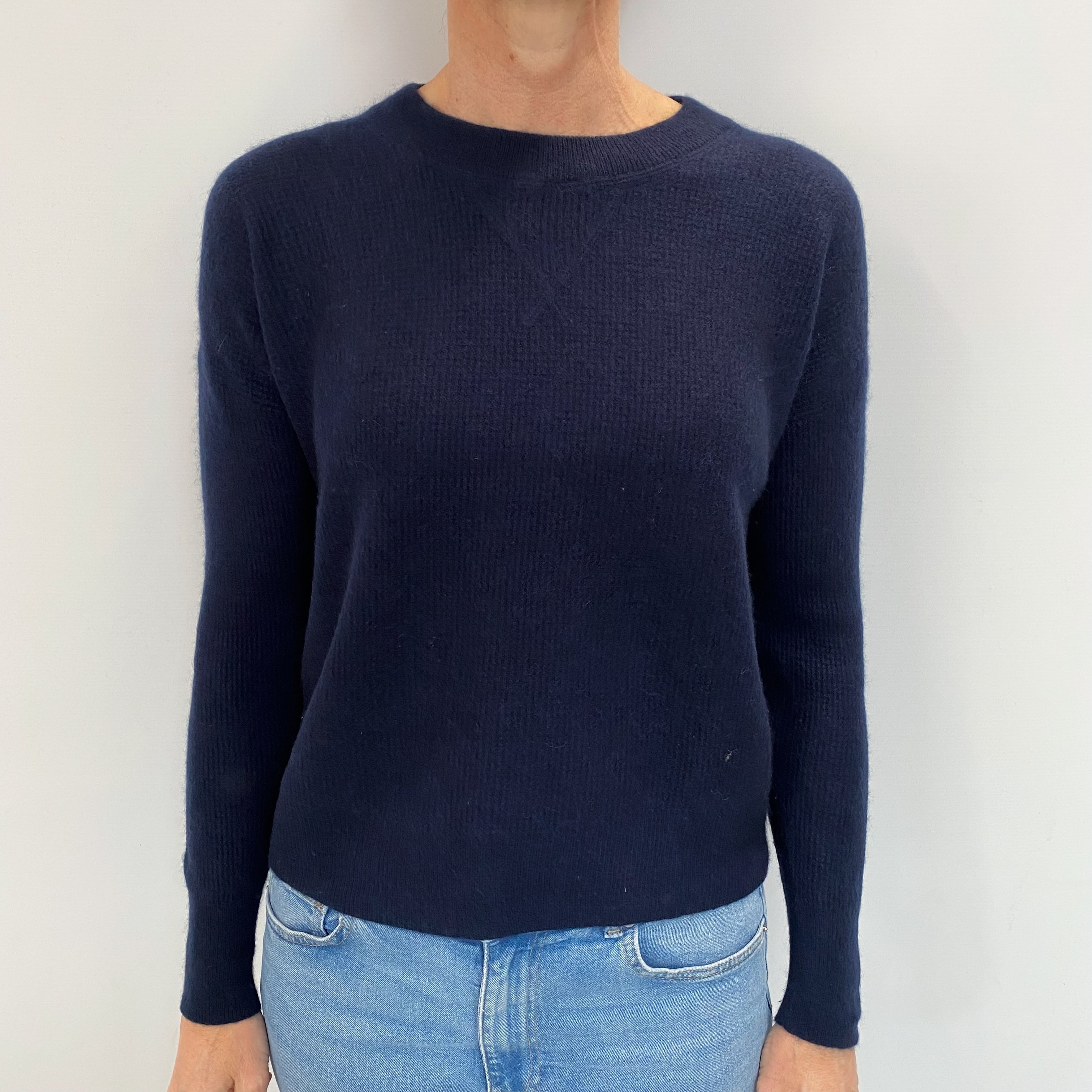 Navy Blue Cashmere Crew Neck Jumper Small