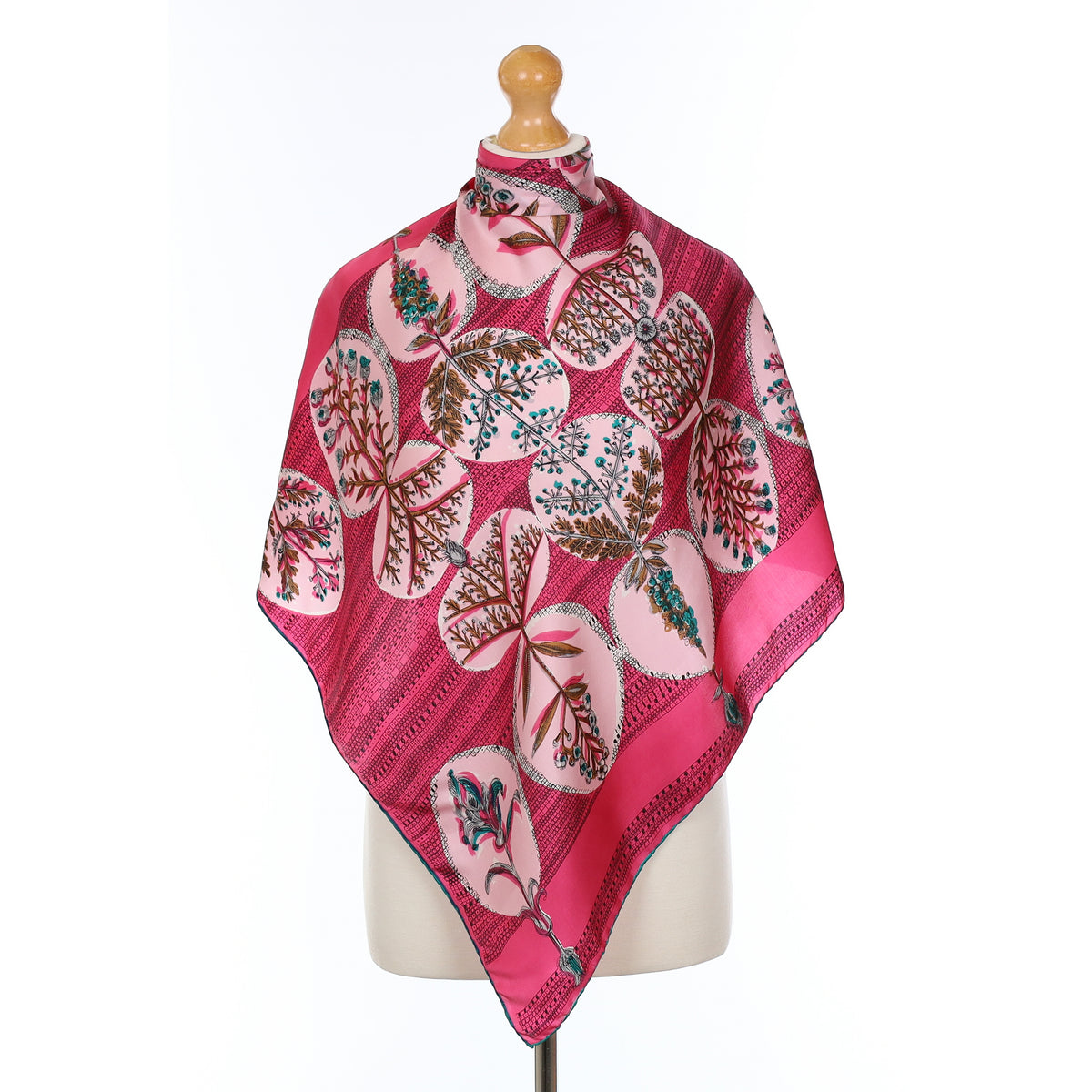 Pink Floral Patterned Vintage Silk Scarf