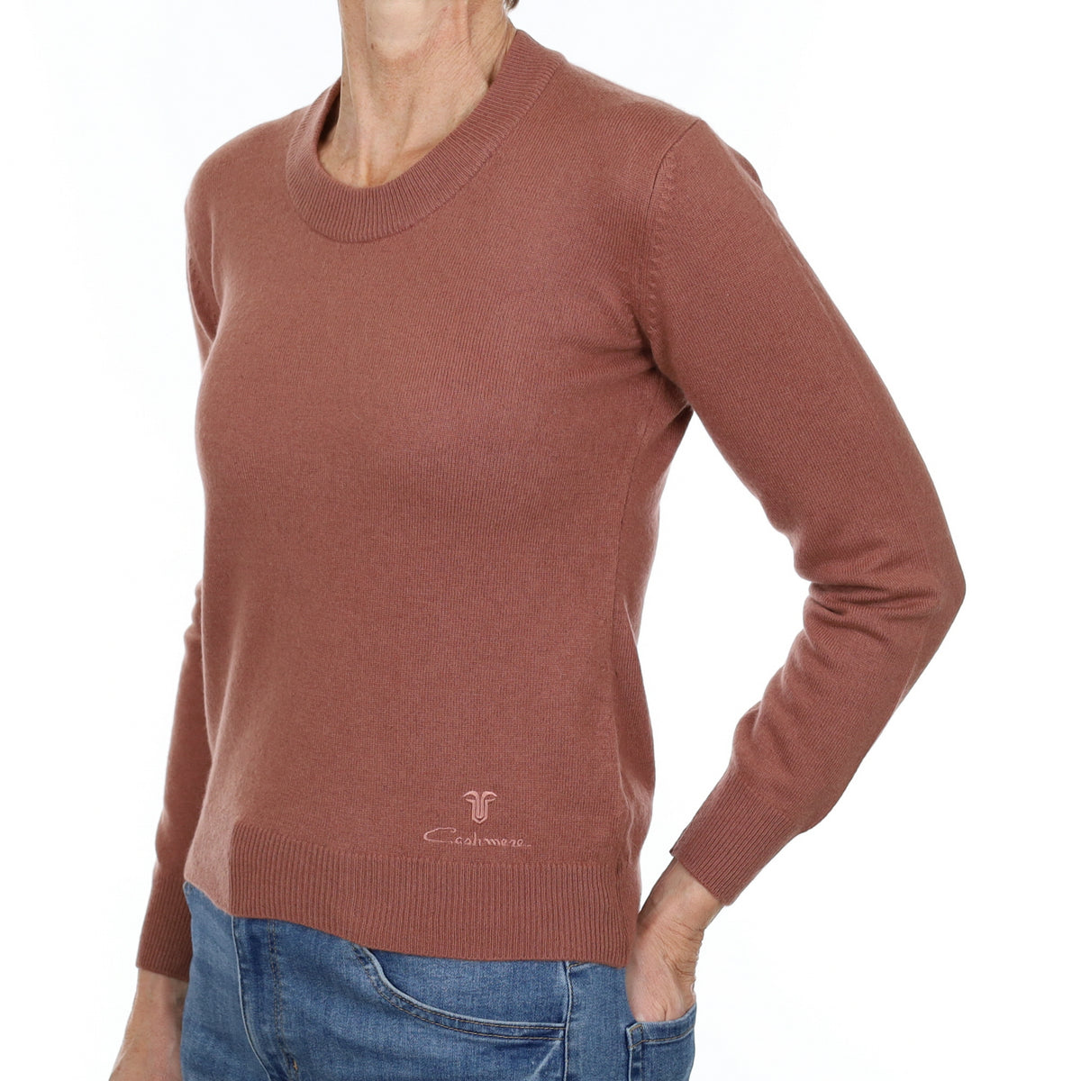 Rouge Brown Cashmere Crew Neck Jumper Small