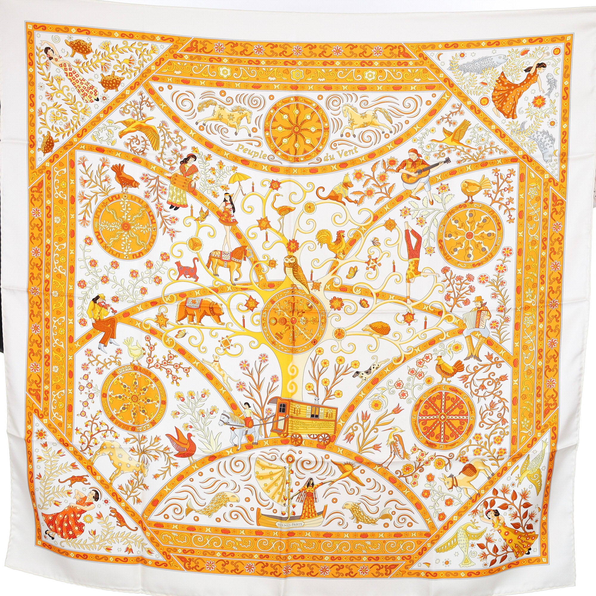 Pristine Hermès Peuple Du Vent Silk Scarf Quite Rare