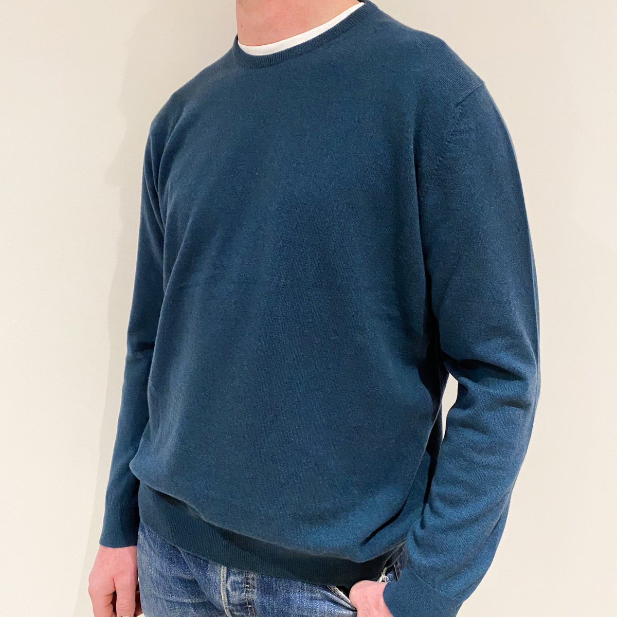 Men’s Brand New Scottish Petrol Blue Crew Neck Jumper Extra Large
