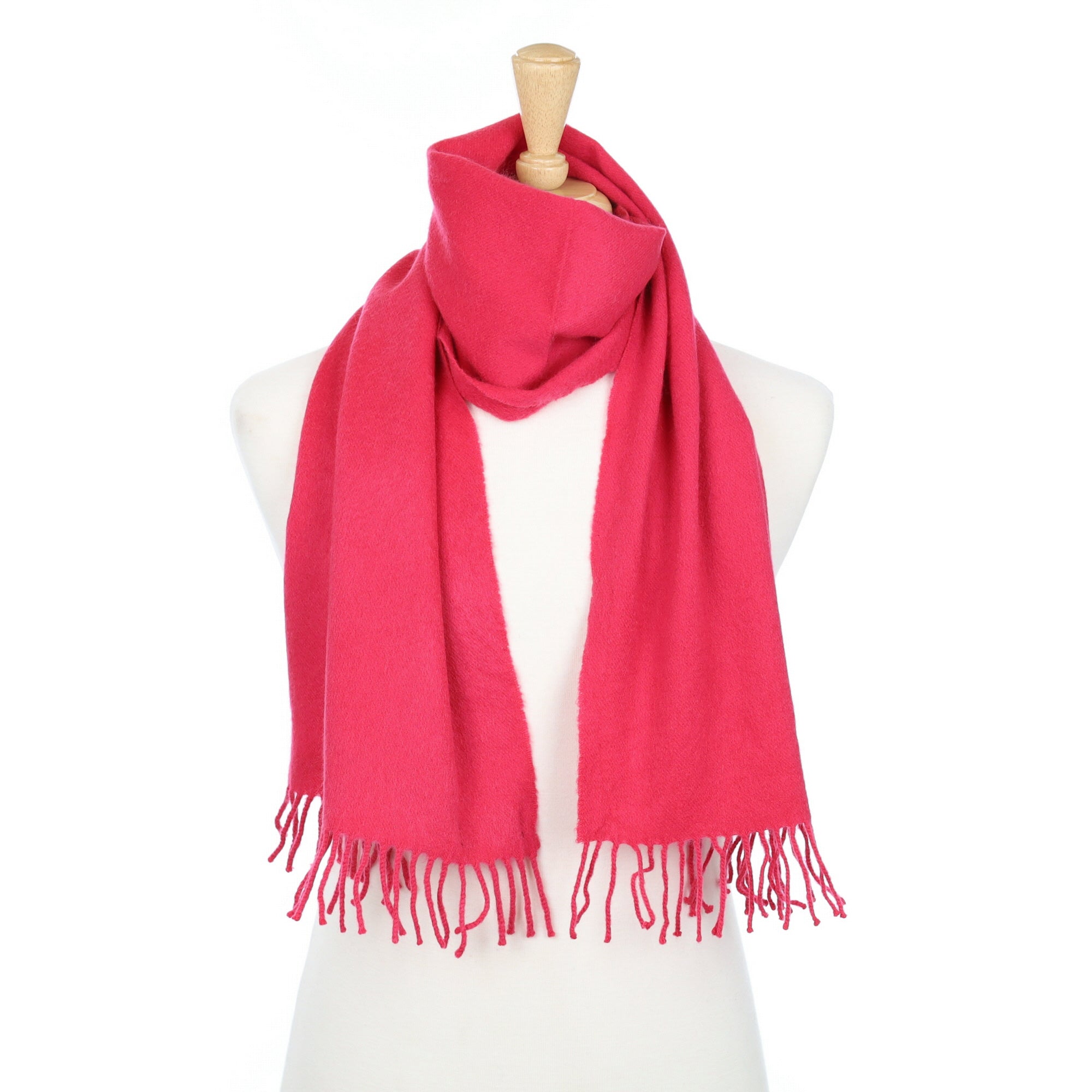Rose Pink Cashmere Fringed Woven Scarf