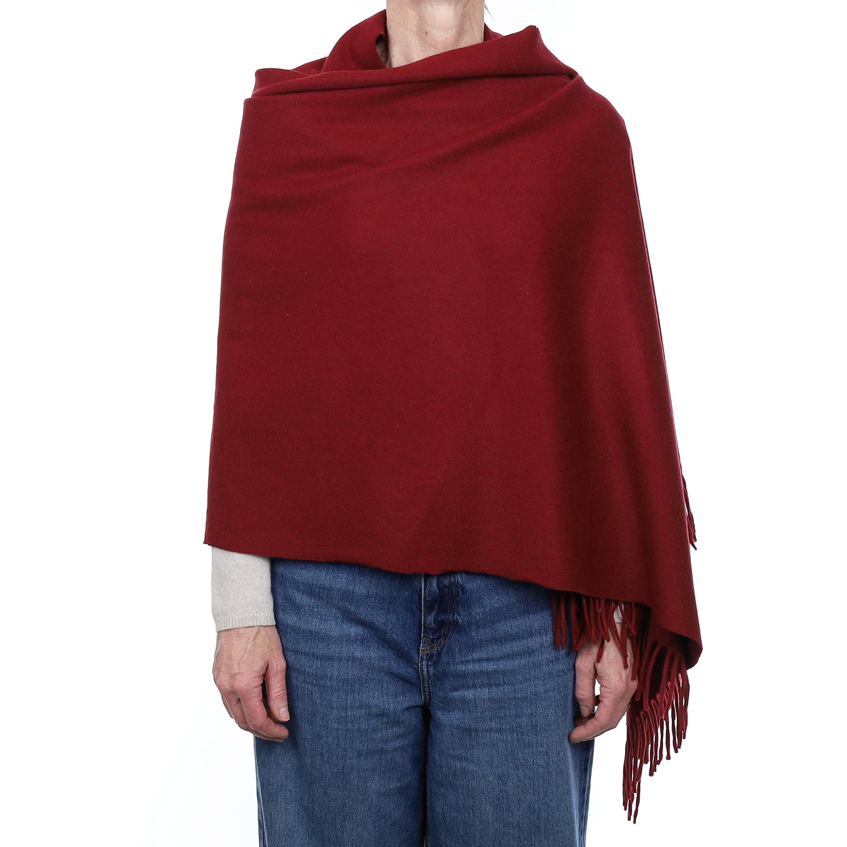 Italian Garnet Red Cashmere Woven Wrap