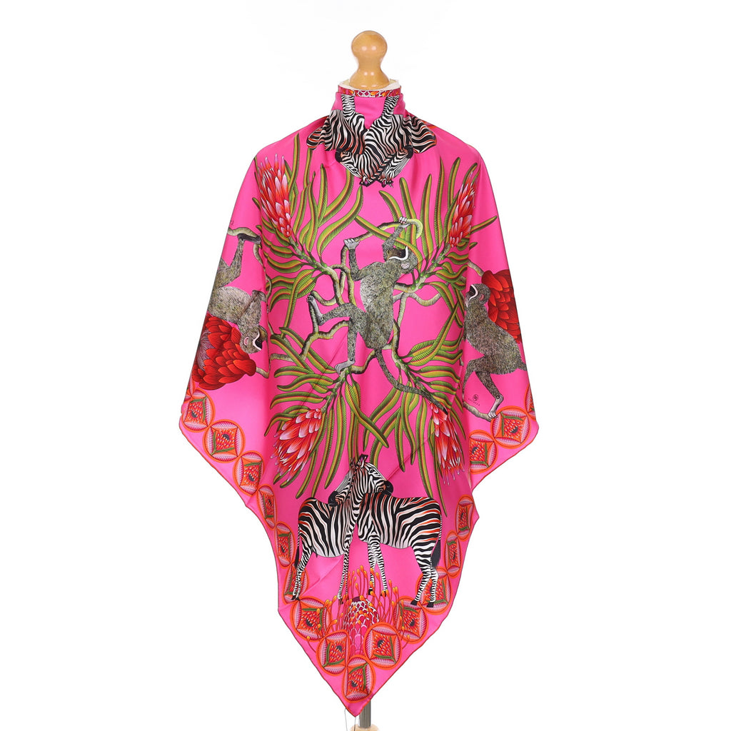 Brand New Bellezza Two Tone Pink Zebra Safari Double Faced Silk Scarf