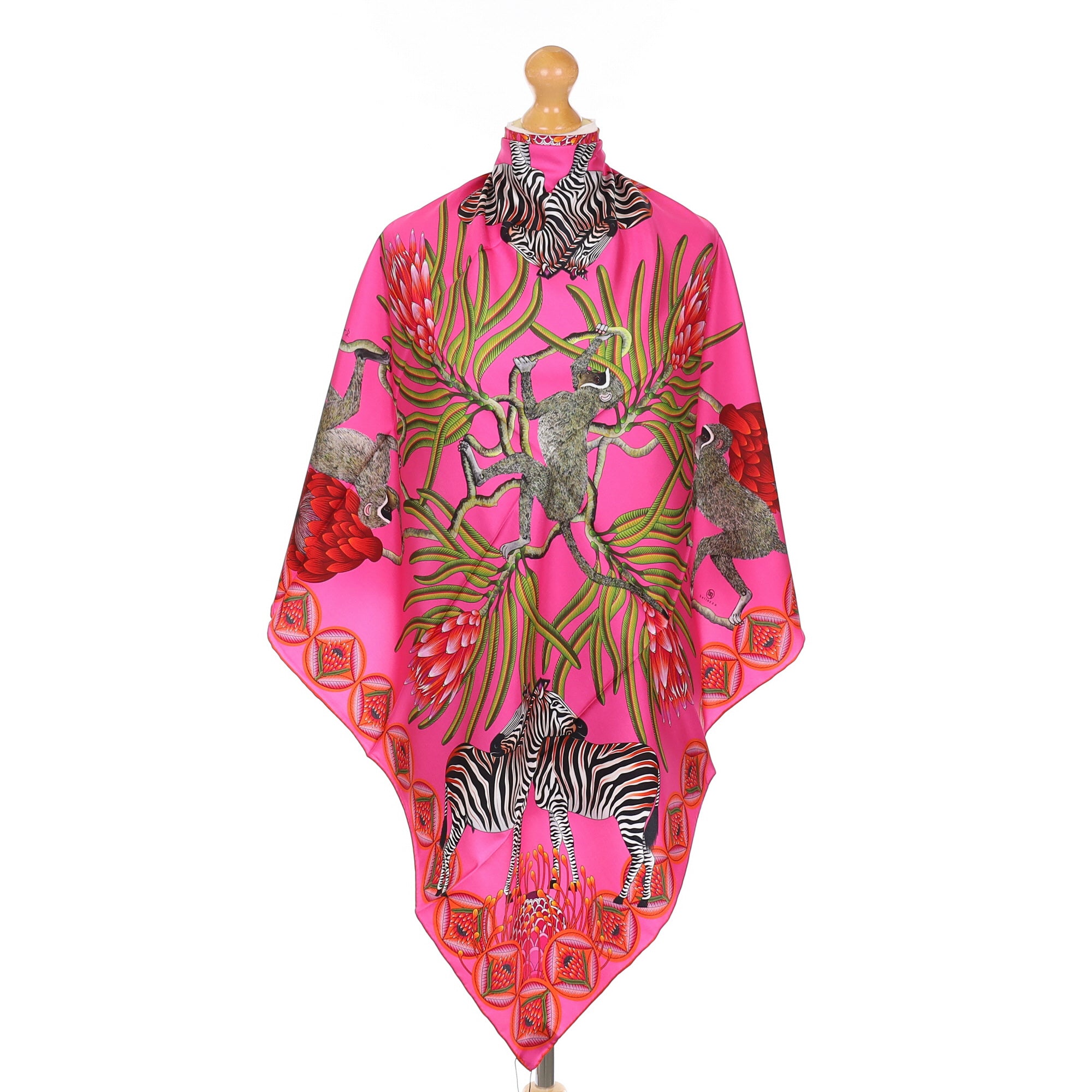 Brand New Bellezza Two Tone Pink Zebra Safari Double Faced Silk Scarf