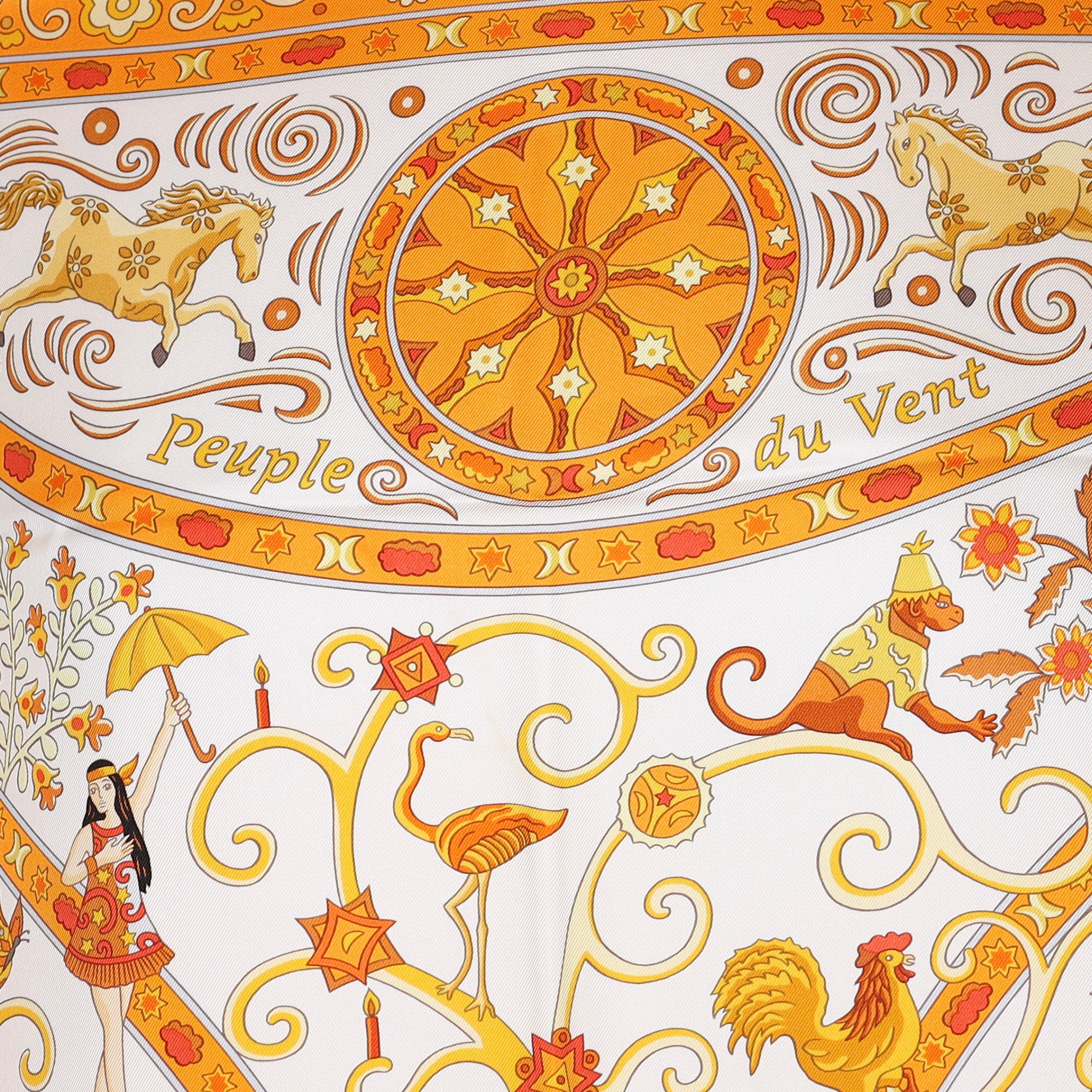 Pristine Hermès Peuple Du Vent Silk Scarf Quite Rare