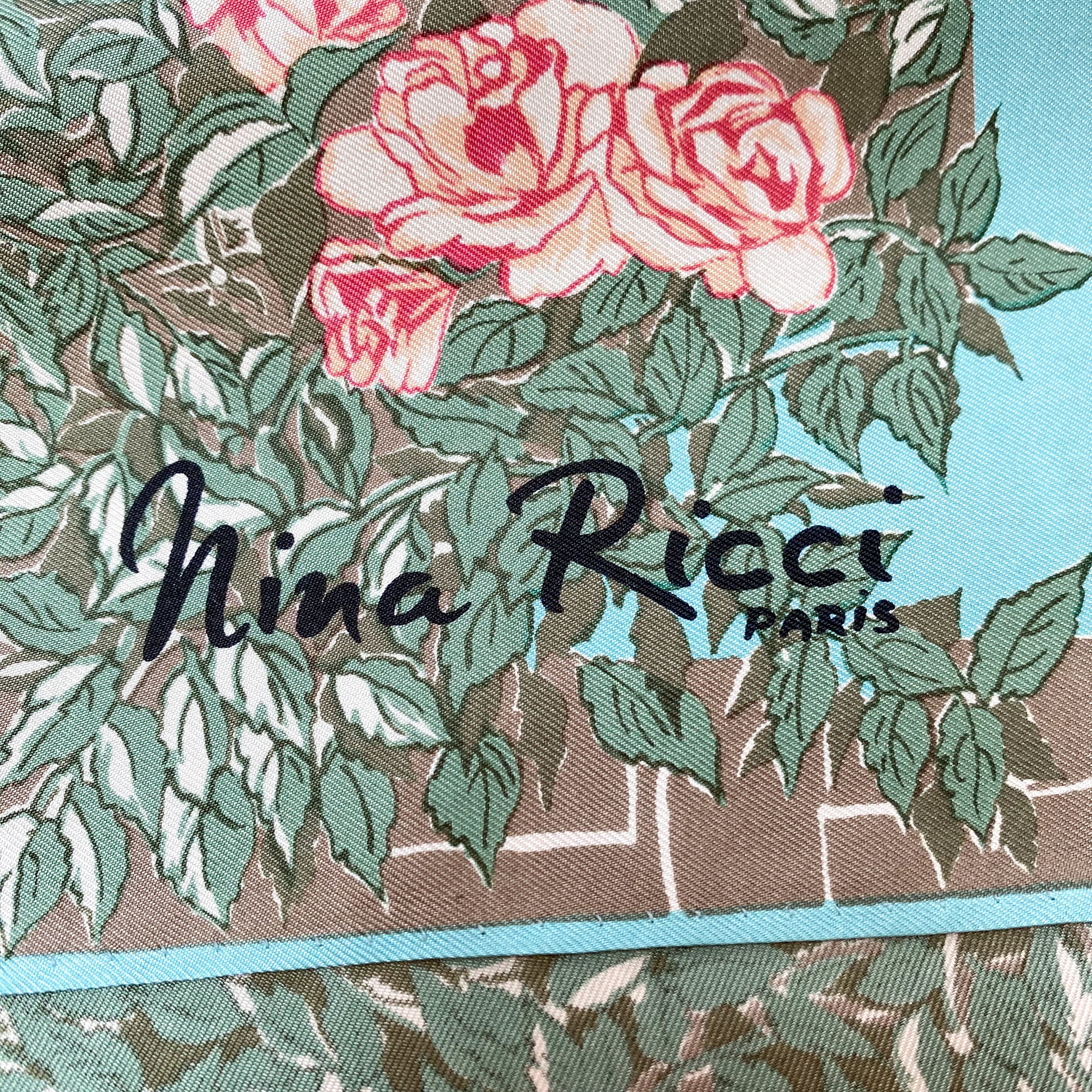 Nina Ricci Floral Vintage Silk Scarf
