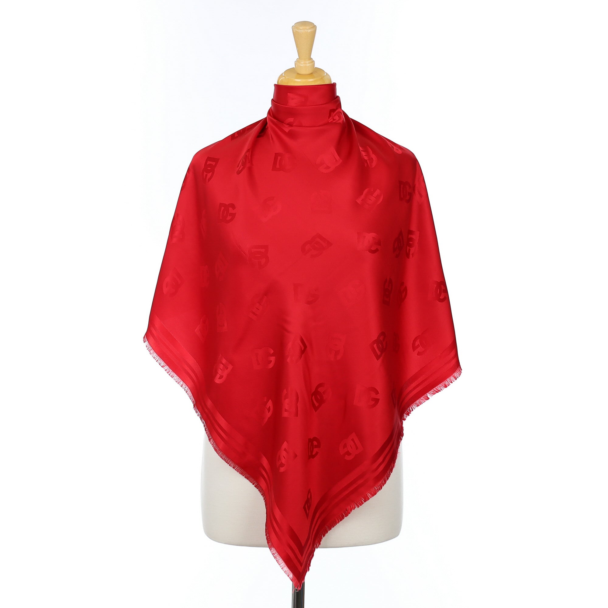 Dolce & Gabbana Red Logo Silk Scarf