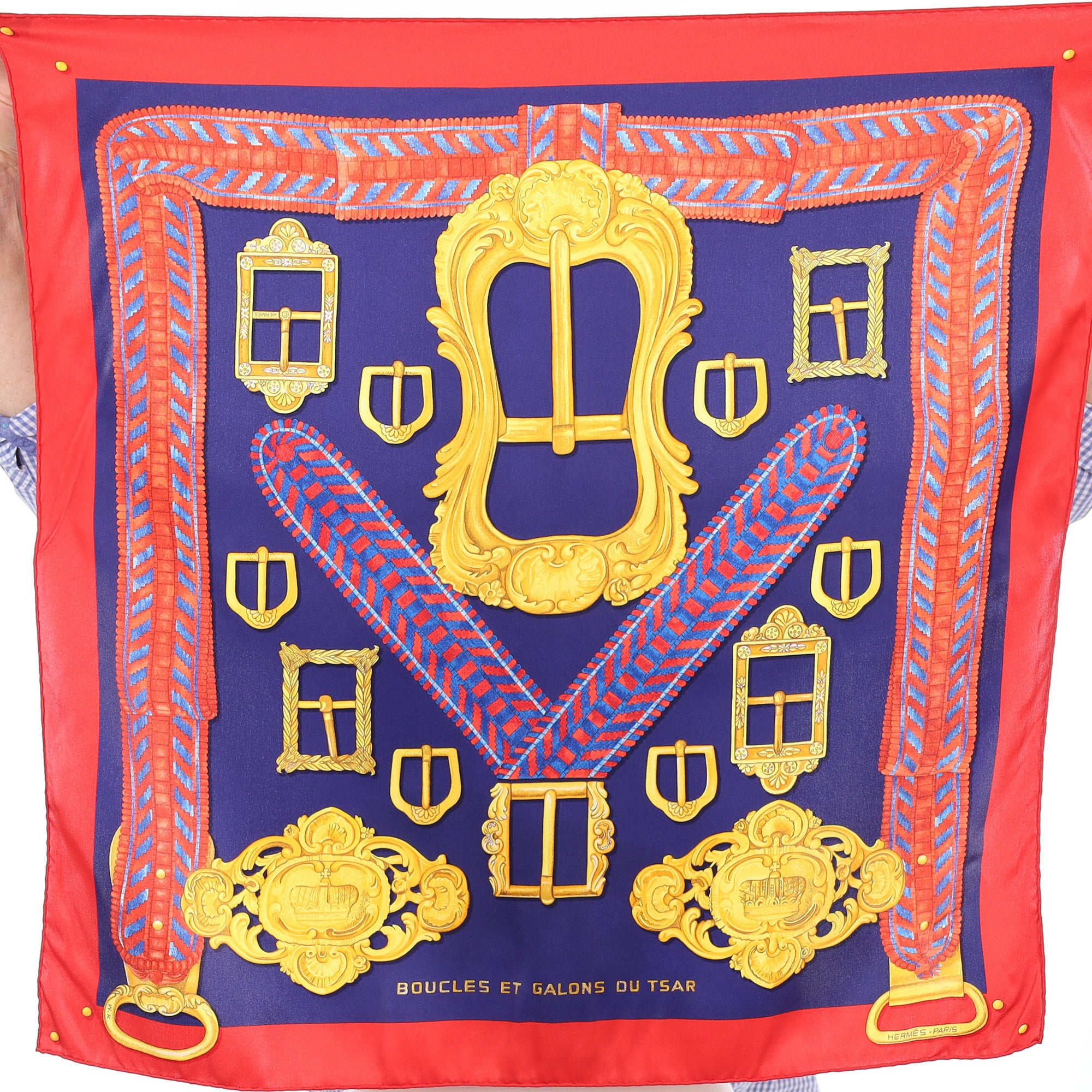 Pristine Hermès Boucles et Galons du Tsar 70 Silk Scarf Quite Rare
