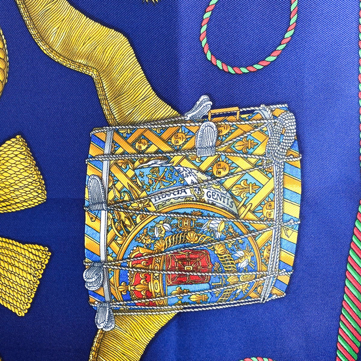 Immaculate Boxed Hermes Les Tambours Vintage Silk Scarf