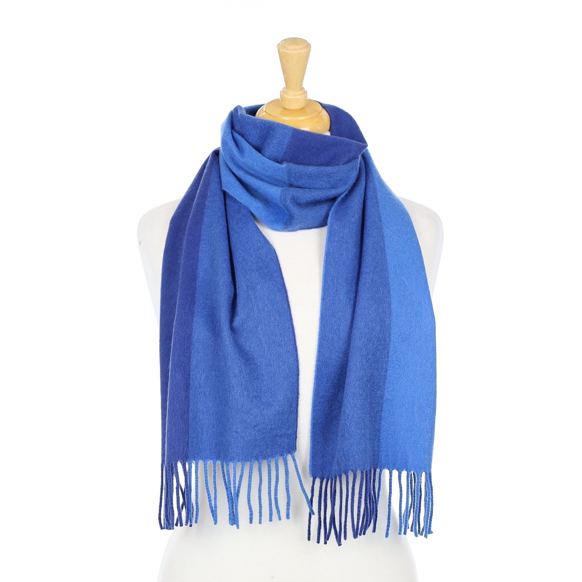 Blue Colour Block Cashmere Woven Scarf