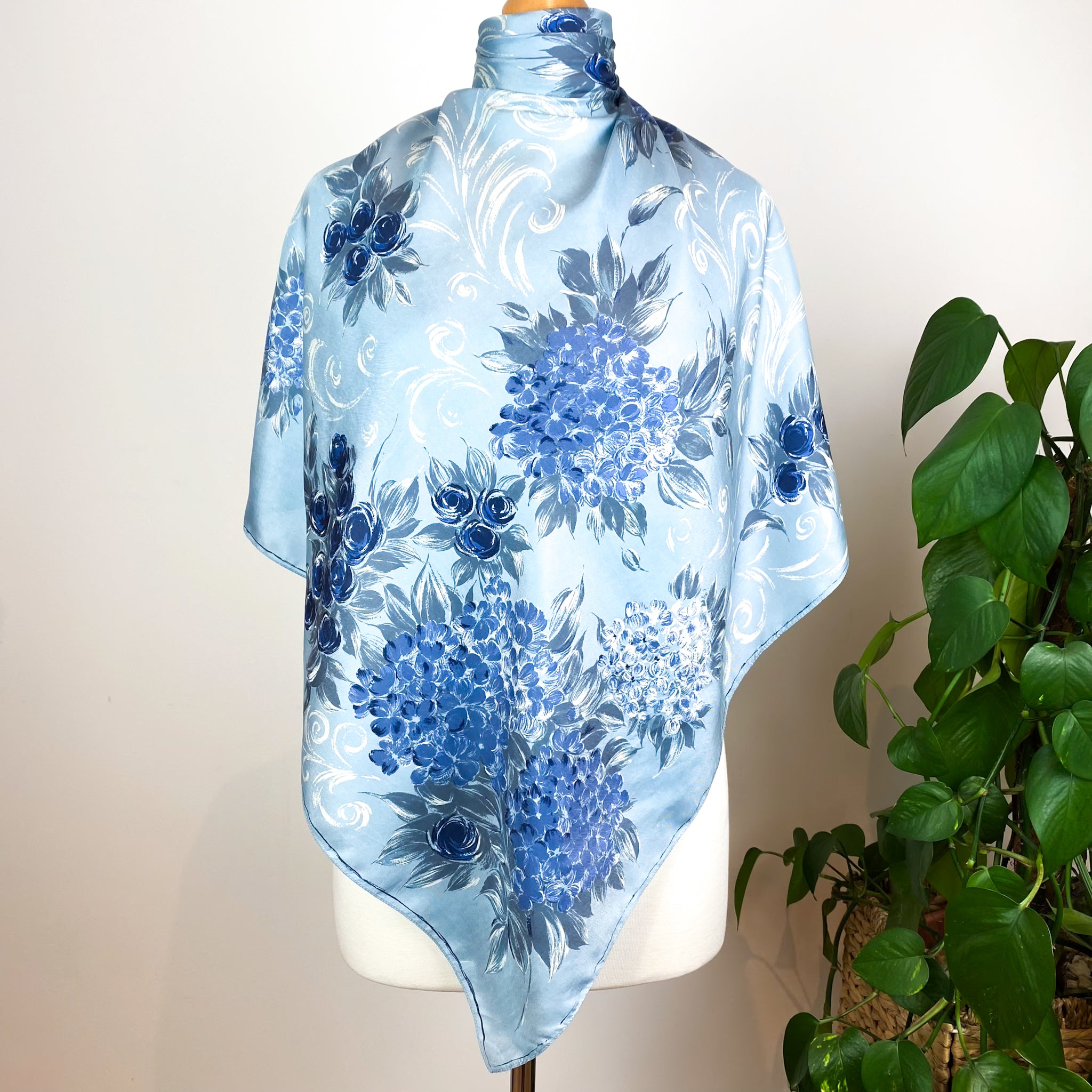 1970s Floral Vintage Silk Scarf