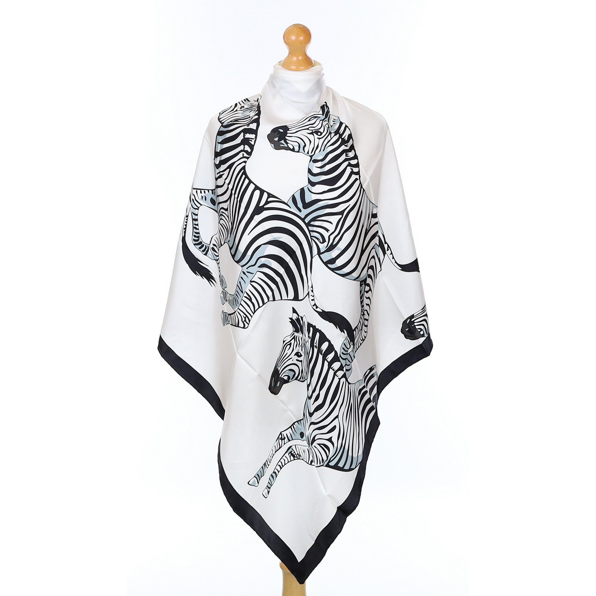 Brand New Zebra Black and White Silk Scarf