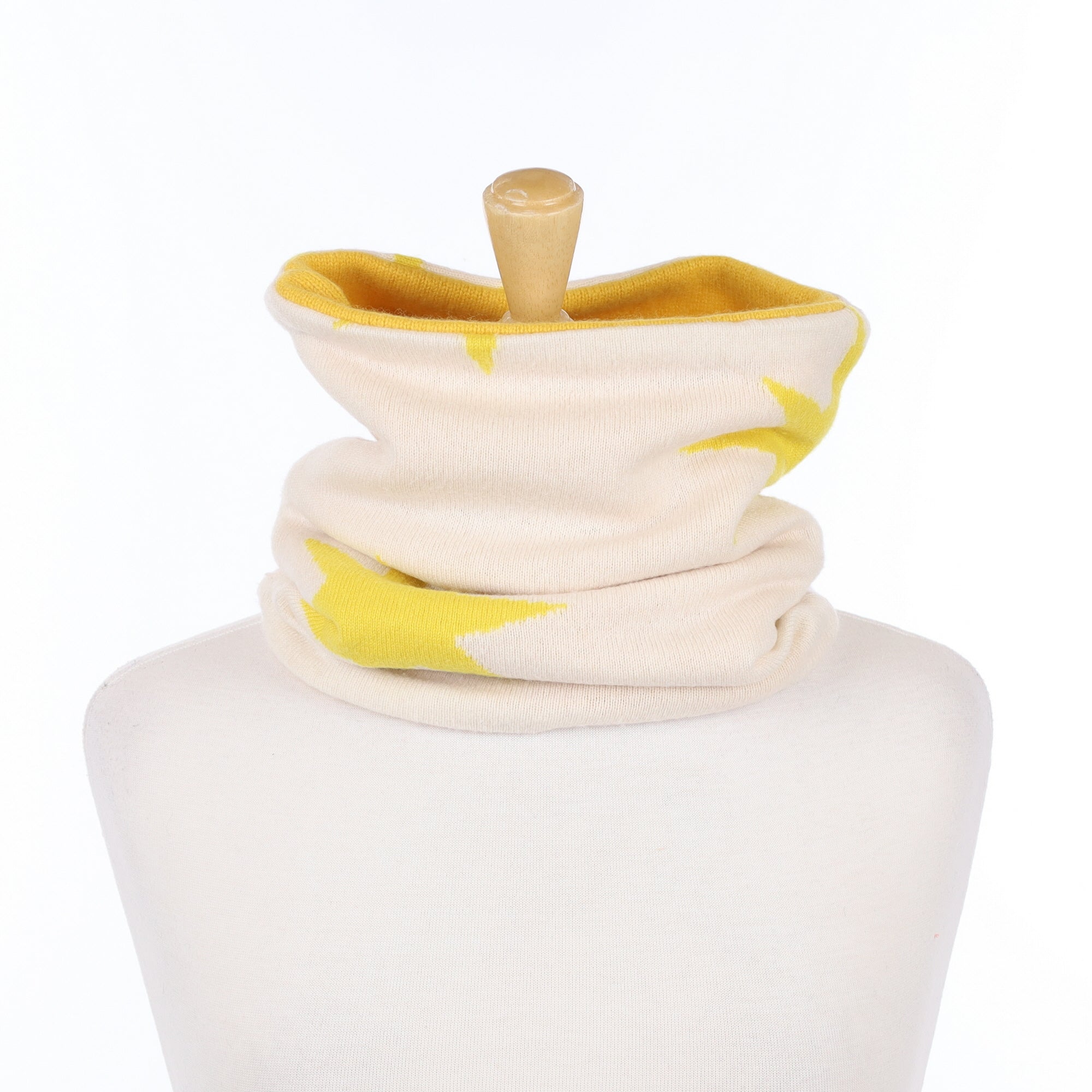 Ivory and Yellow Star Luxury Double Layered Snood