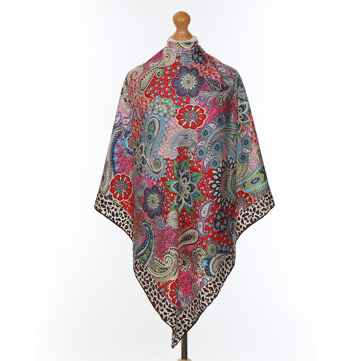 Colourful Paisley Patterned Silk Scarf