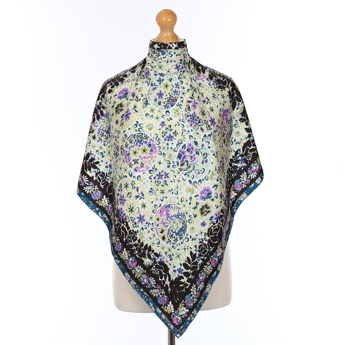 Kenzo Purple And Blue Floral Silk Scarf