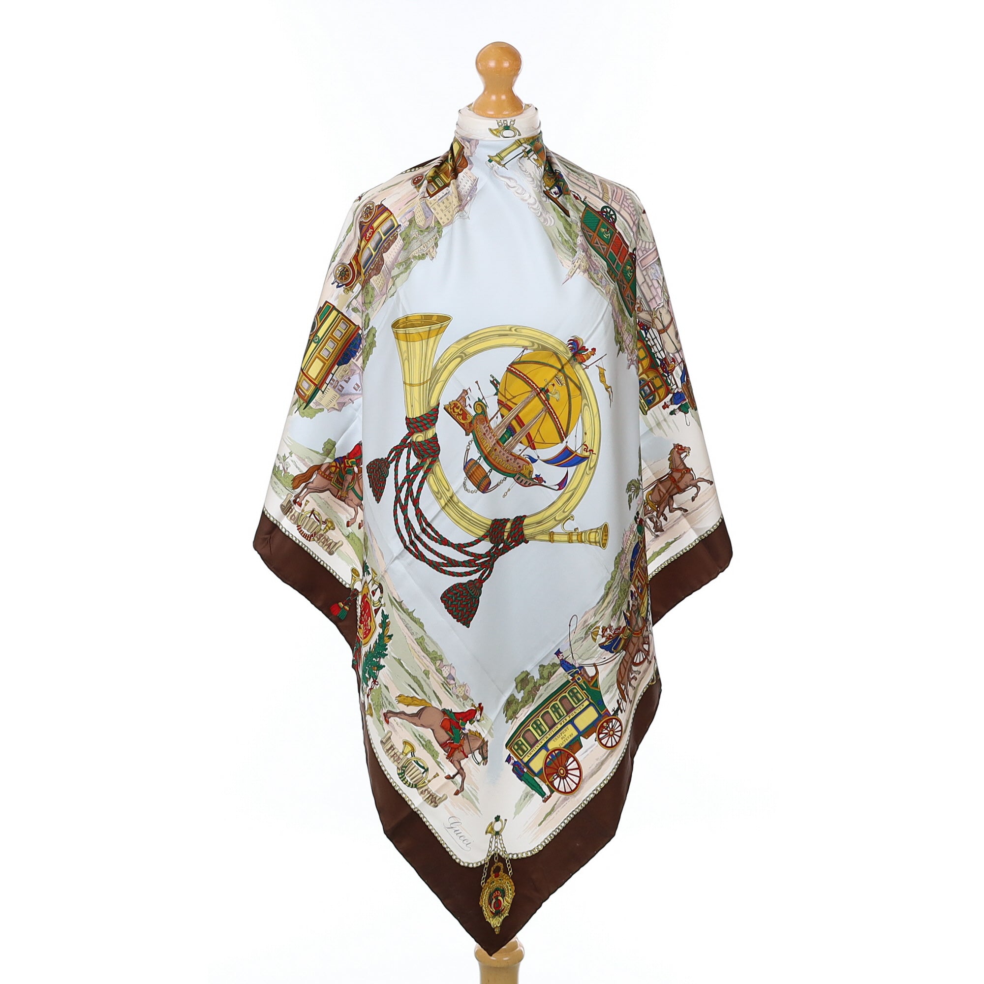 Brand New Gucci Postal Service Design Vintage Silk Scarf