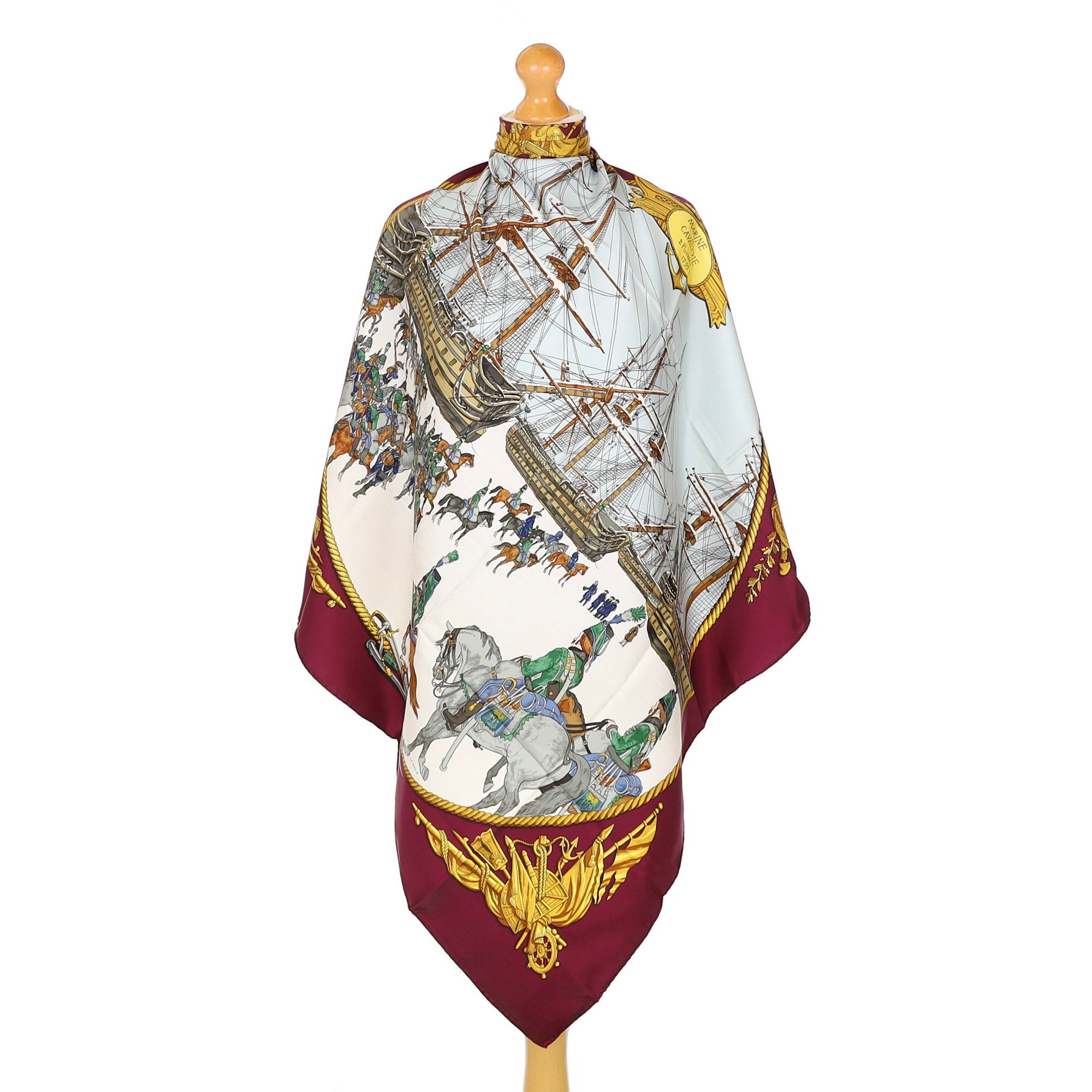 Unworn Hermès Marine Et Cavalerie Silk Scarf