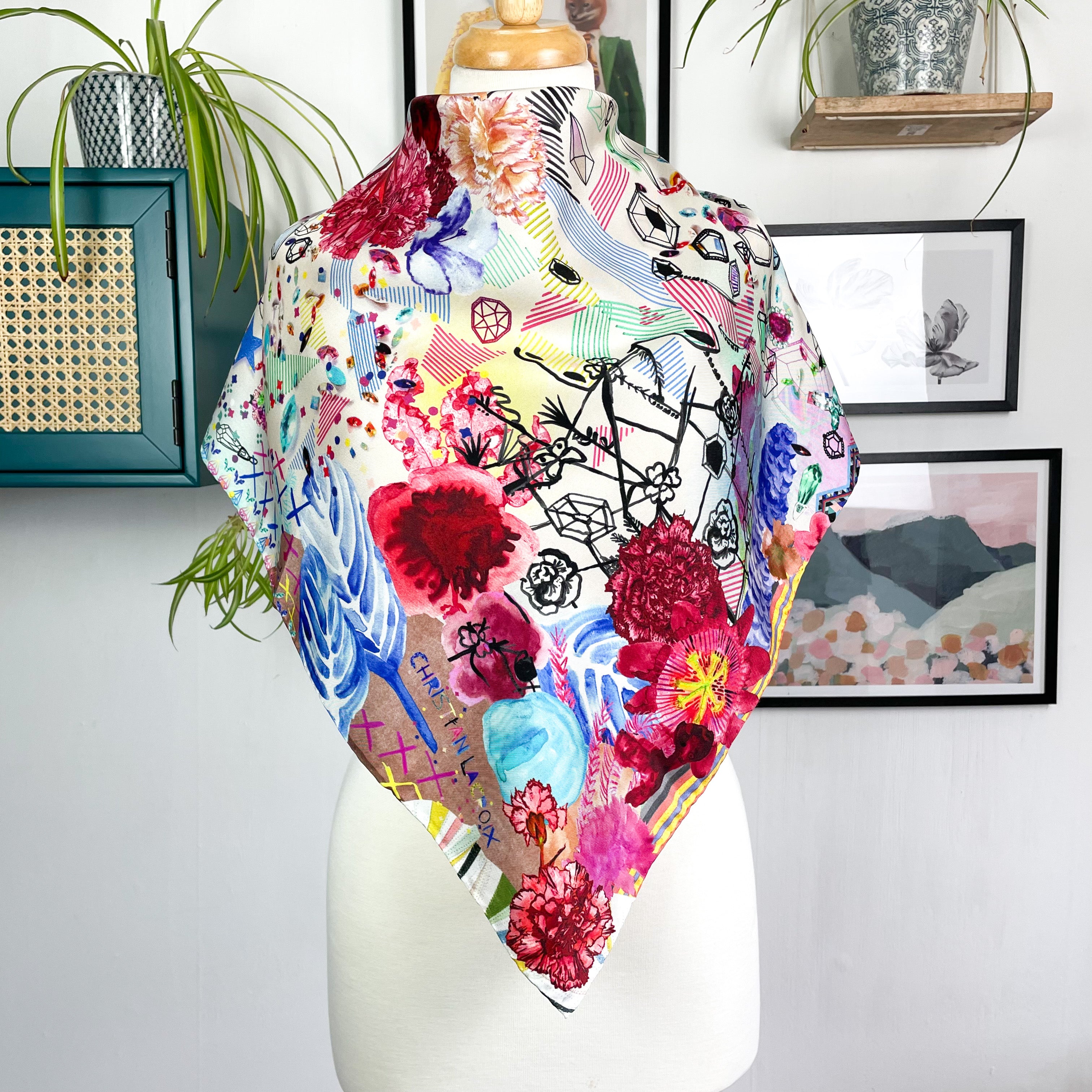 Brand New Christian Lacroix Graffiti Silk Scarf
