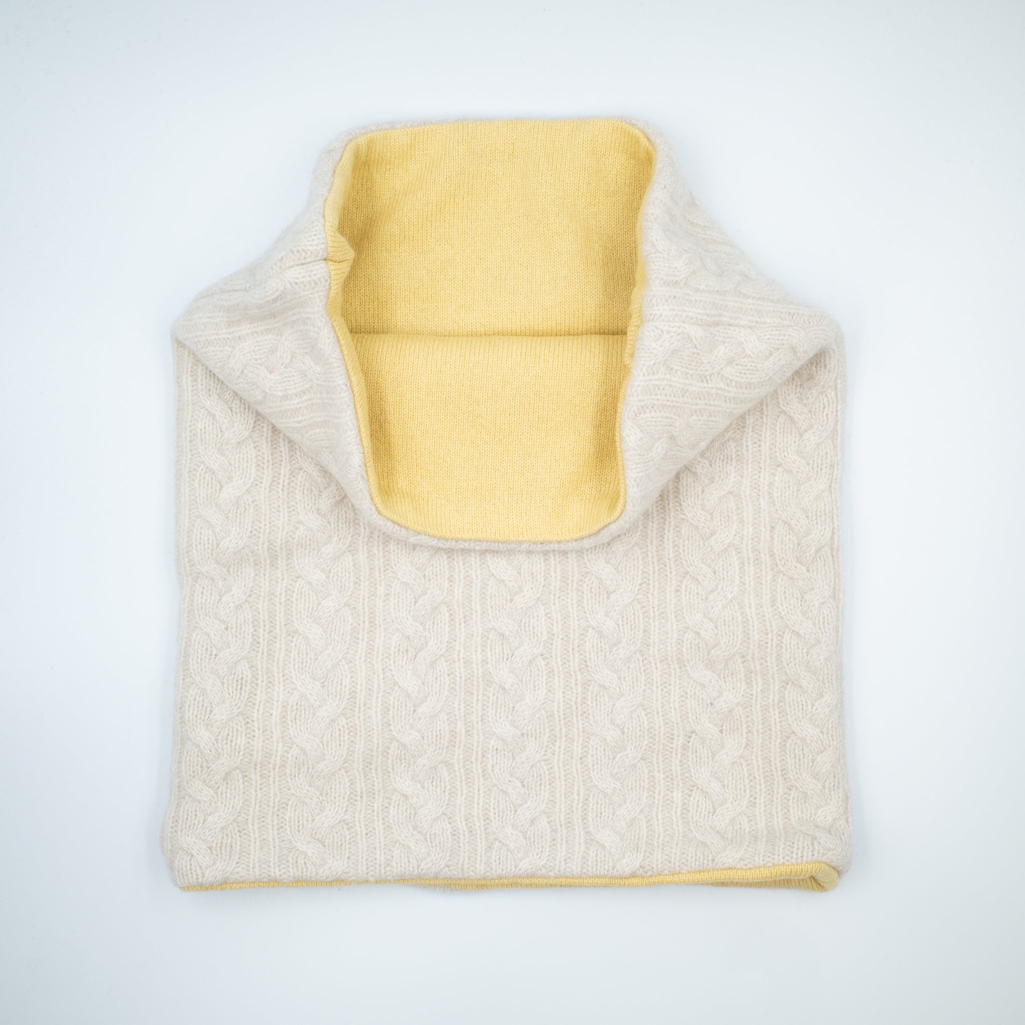 Oatmeal Cable and Custard Double Layered Snood
