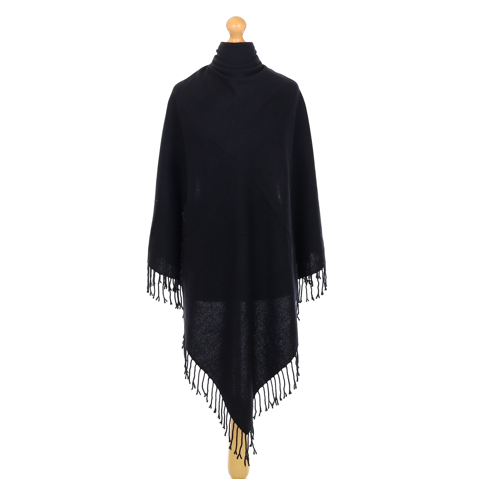 Black Tassel Edged Cashmere Square Scarf