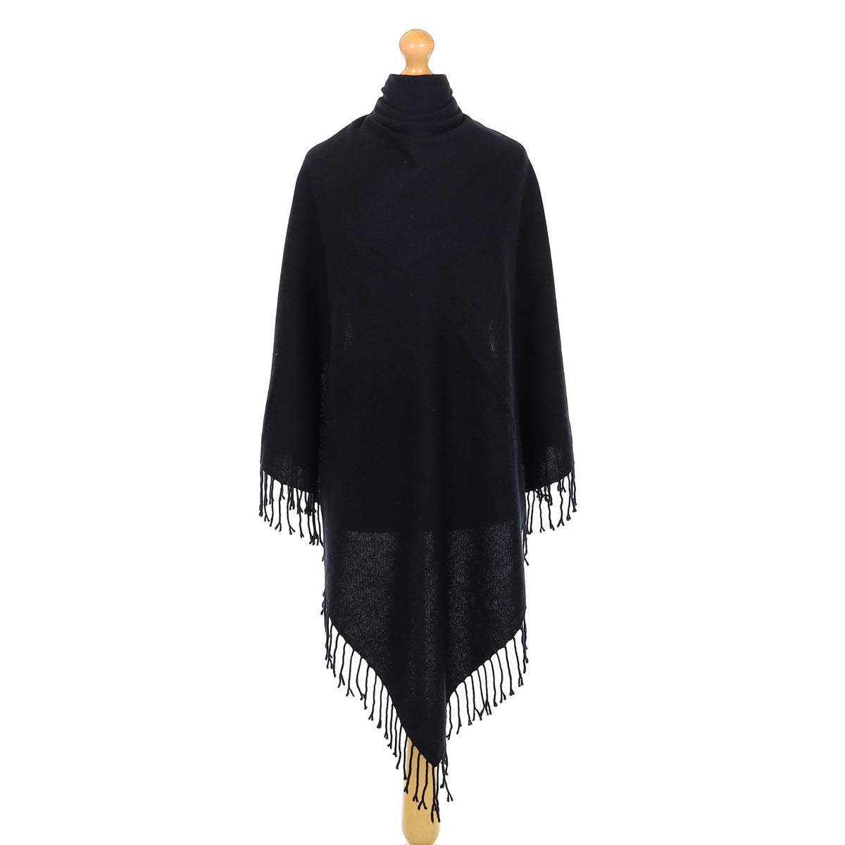 Black Tassel Edged Cashmere Square Scarf