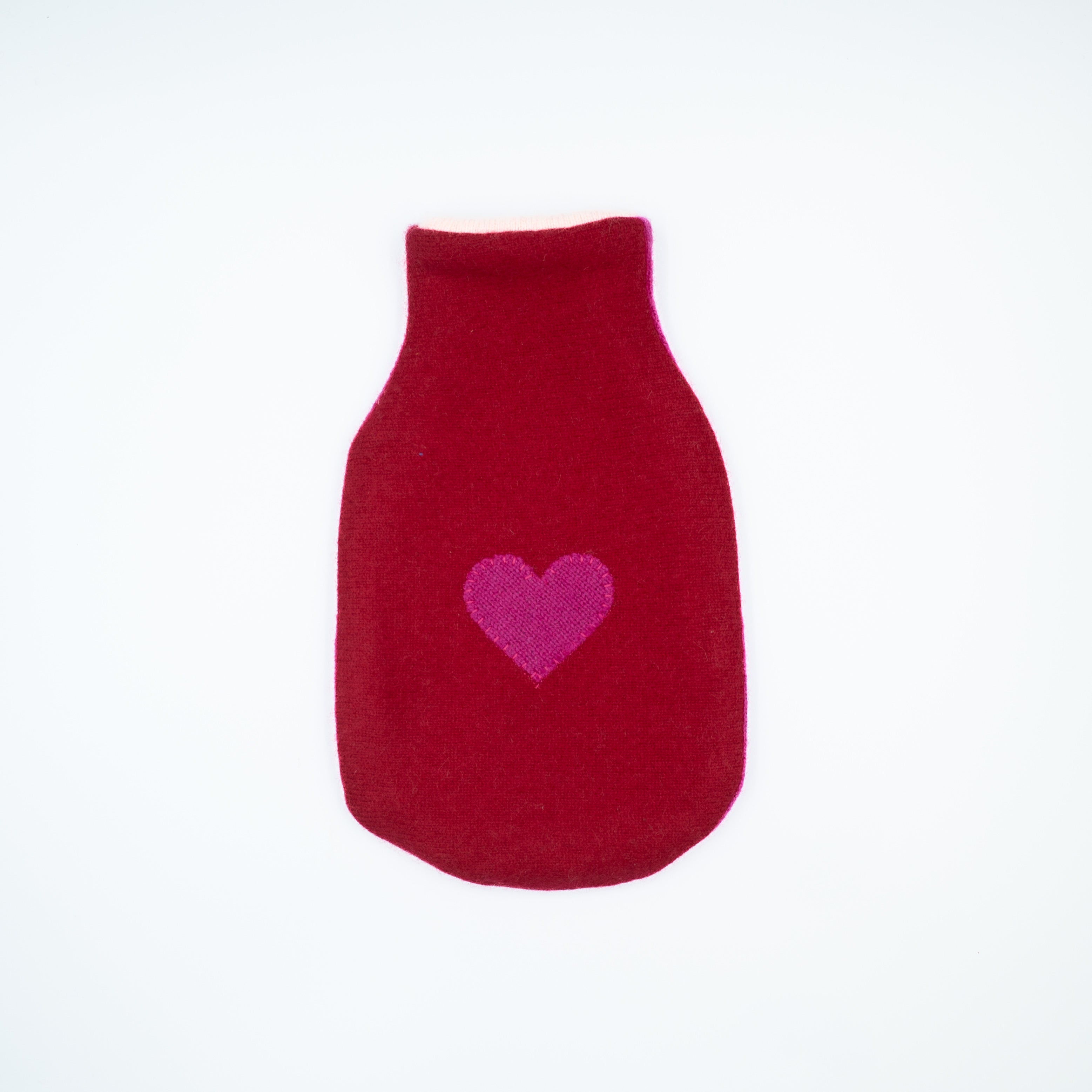 Postbox Red and Hot Pink Cashmere Small Hot Water Bottle