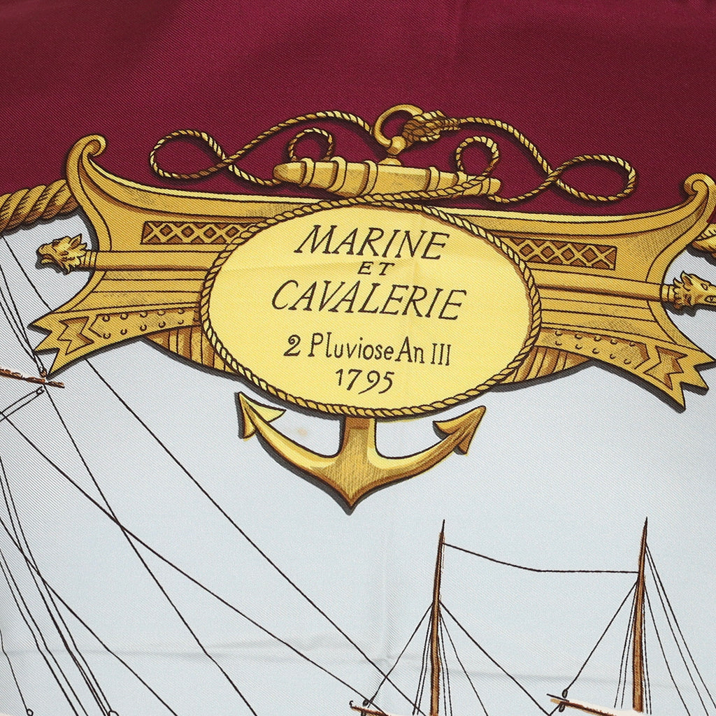 Unworn Hermès Marine Et Cavalerie Silk Scarf