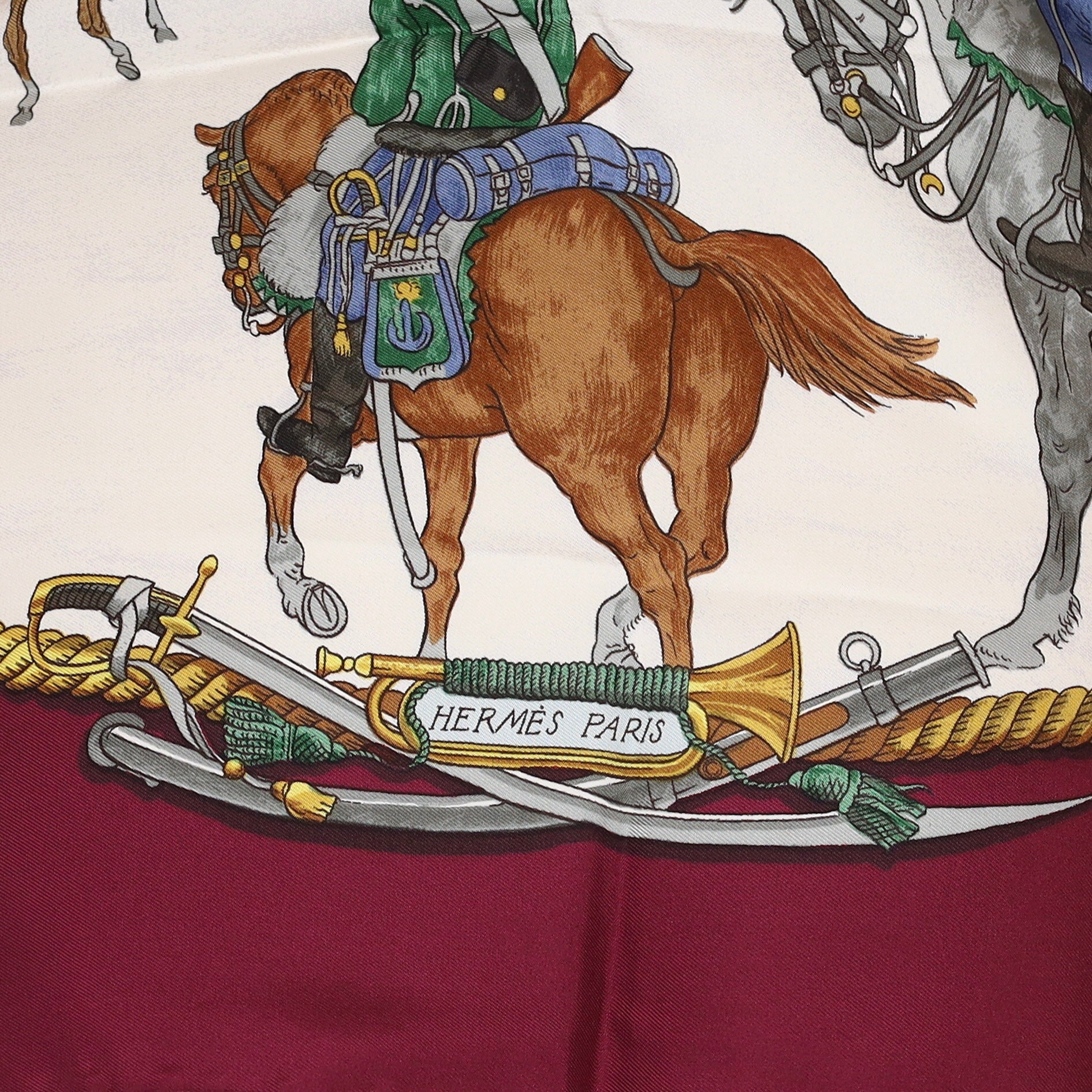 Unworn Hermès Marine Et Cavalerie Silk Scarf