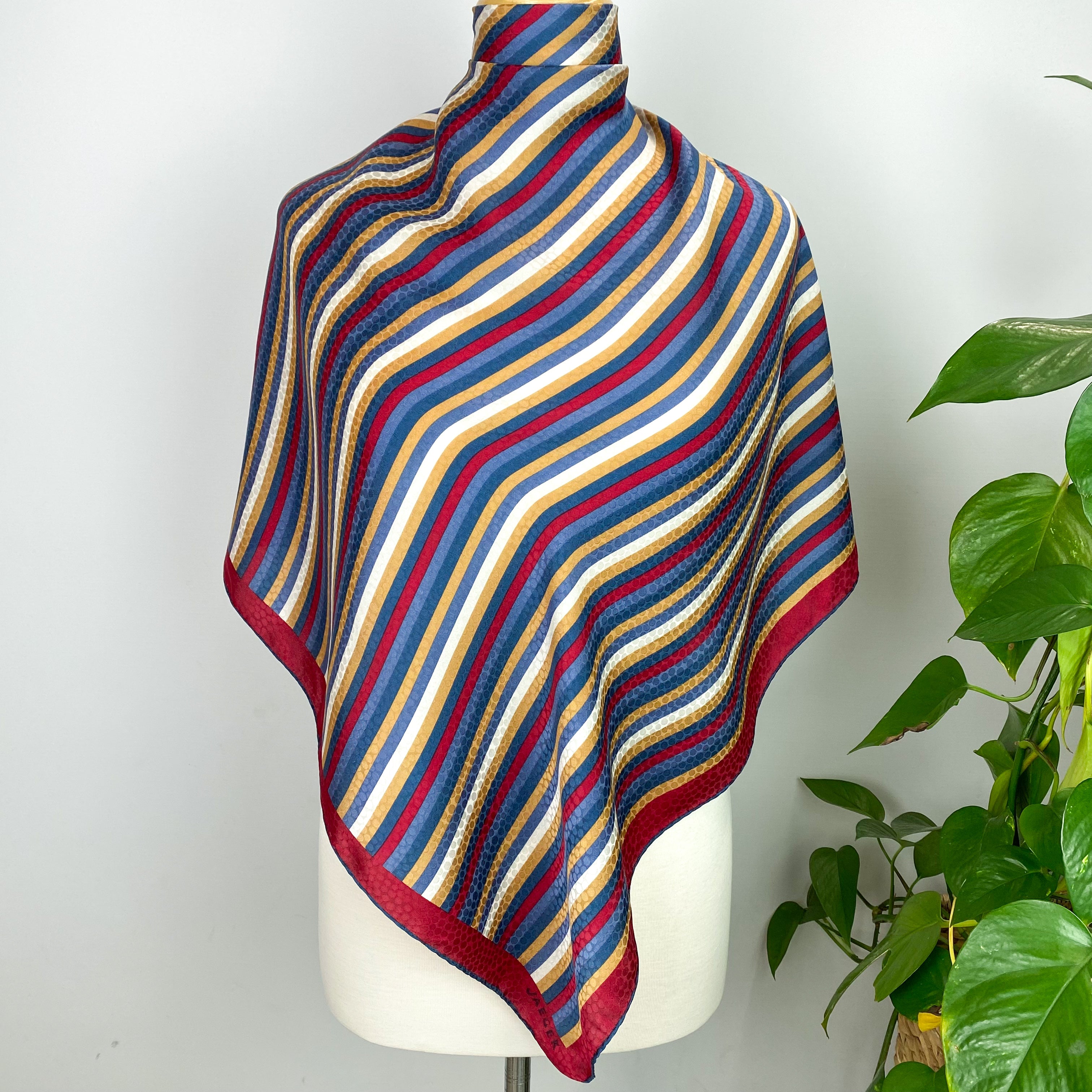 Striped Jaeger Vintage Silk Scarf