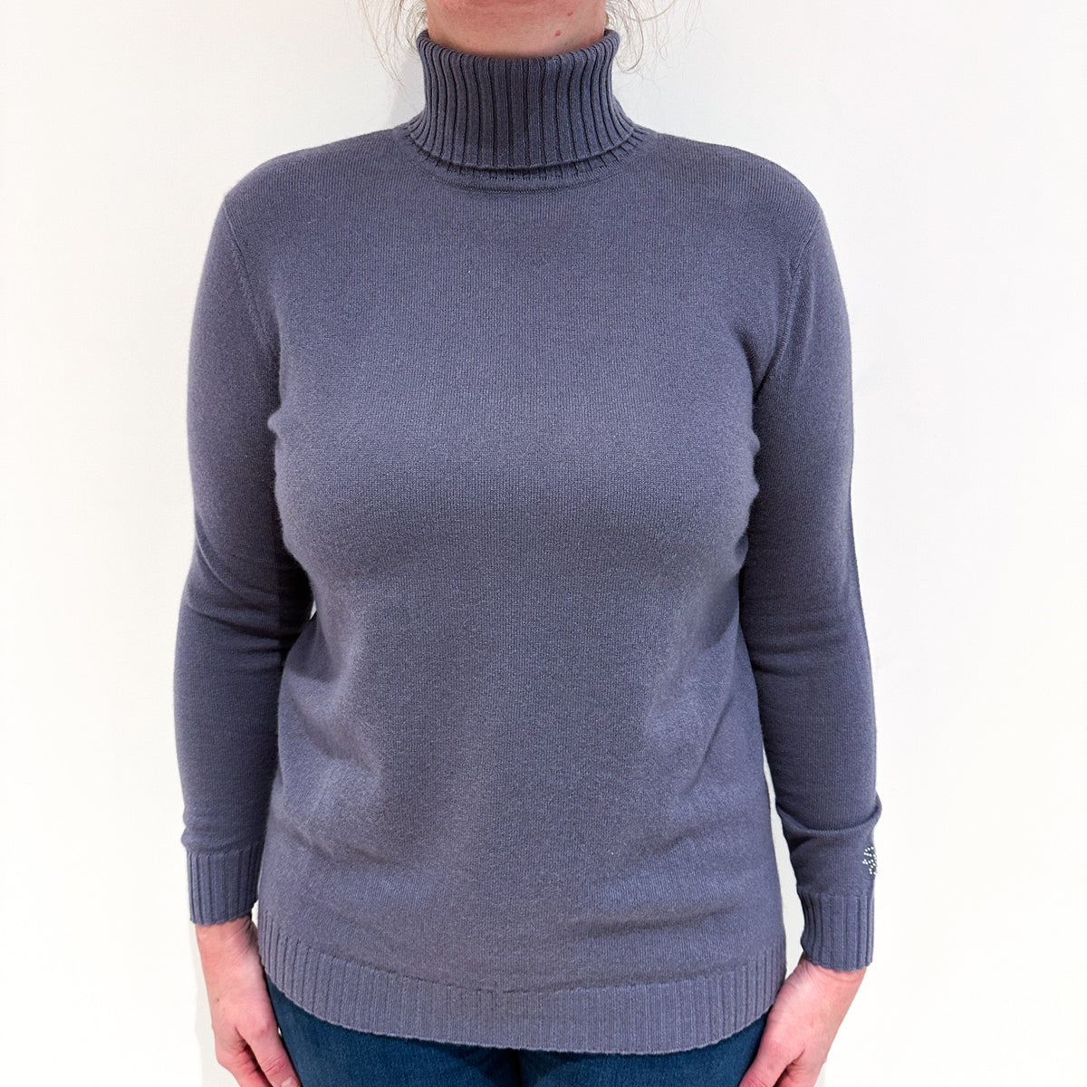 Dusky Purple Cashmere Polo Neck Jumper Large