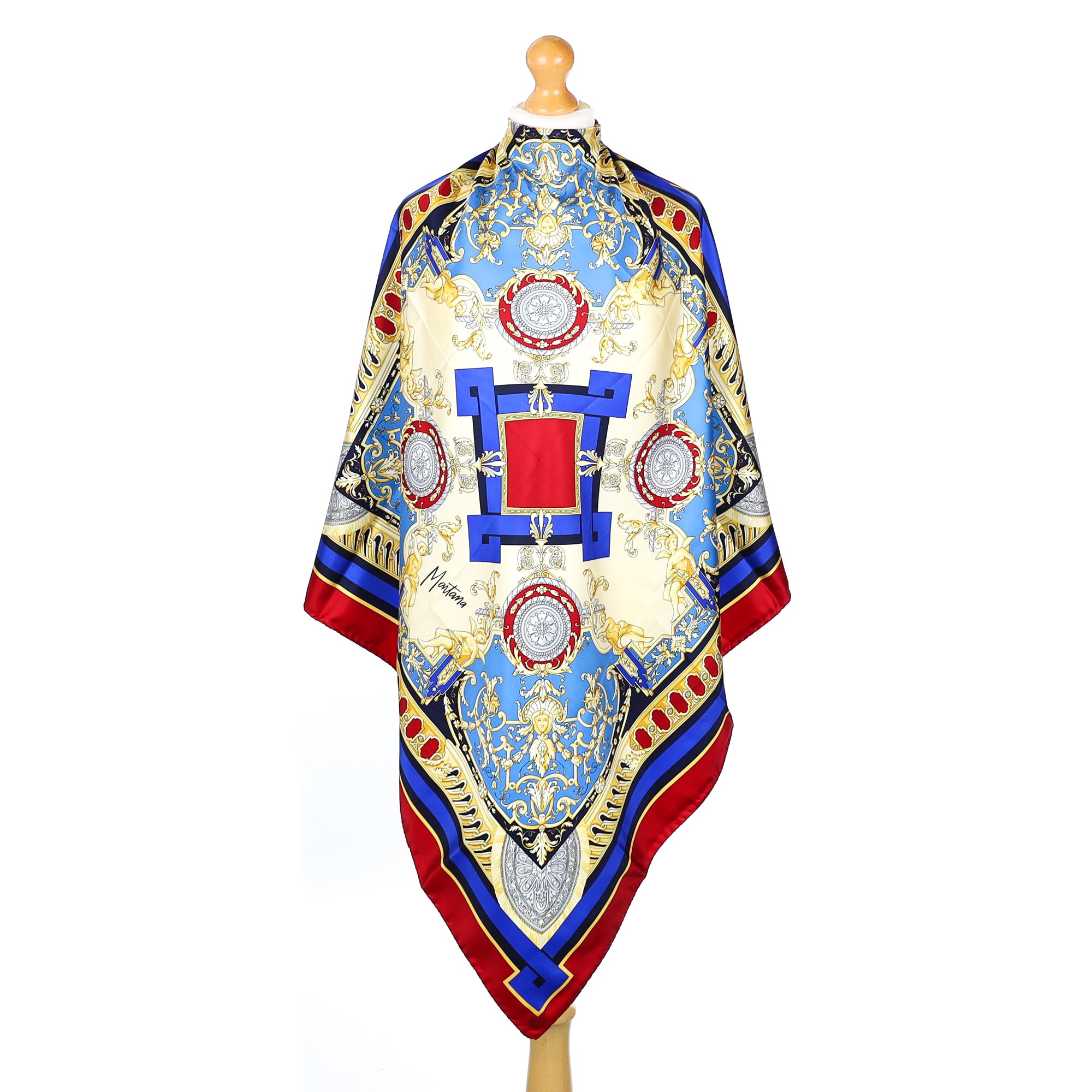 Brand New Blue and Red Montana Silk Scarf