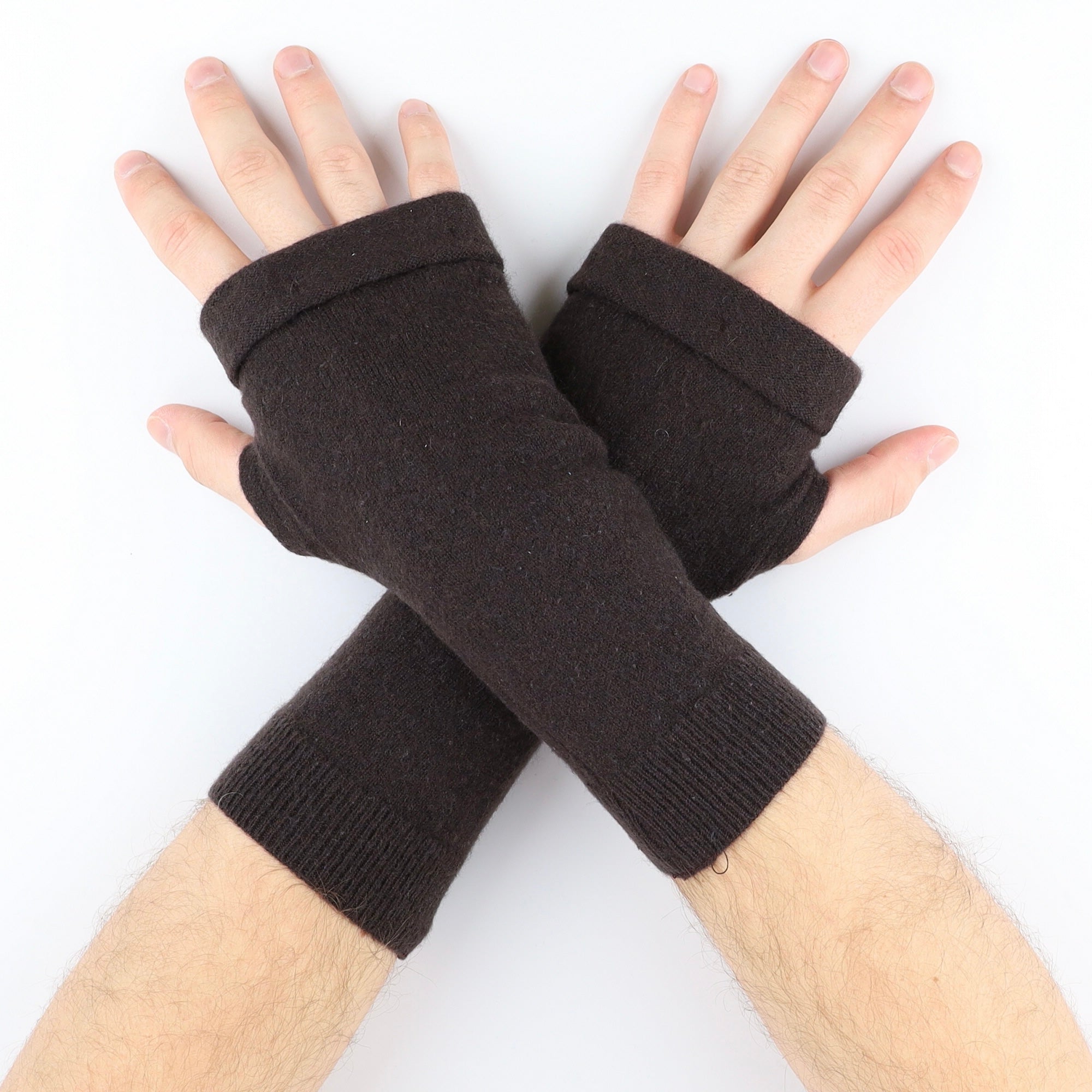 Men’s Dark Brown Fingerless Gloves