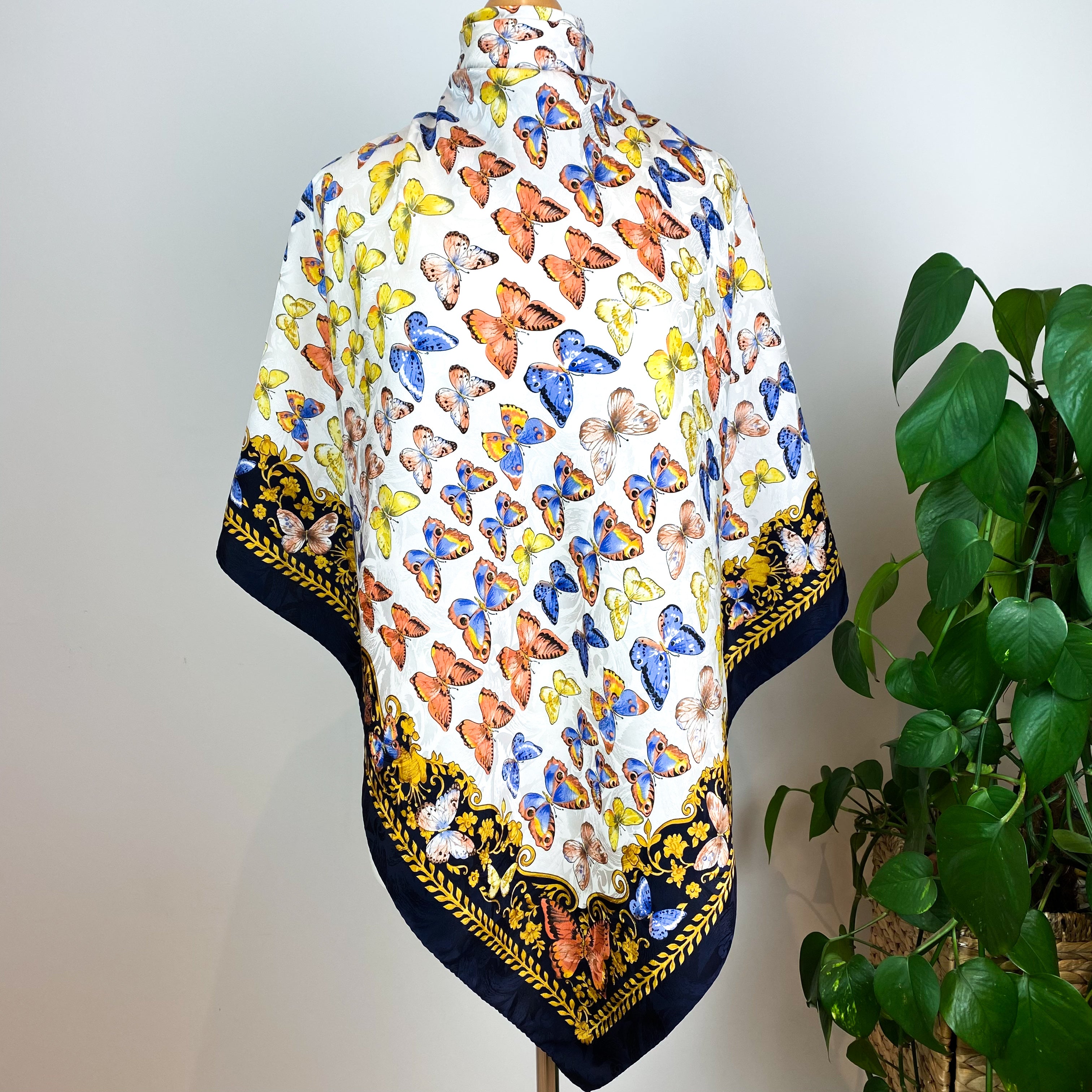 Large Italian Butterfly Vintage Silk Scarf