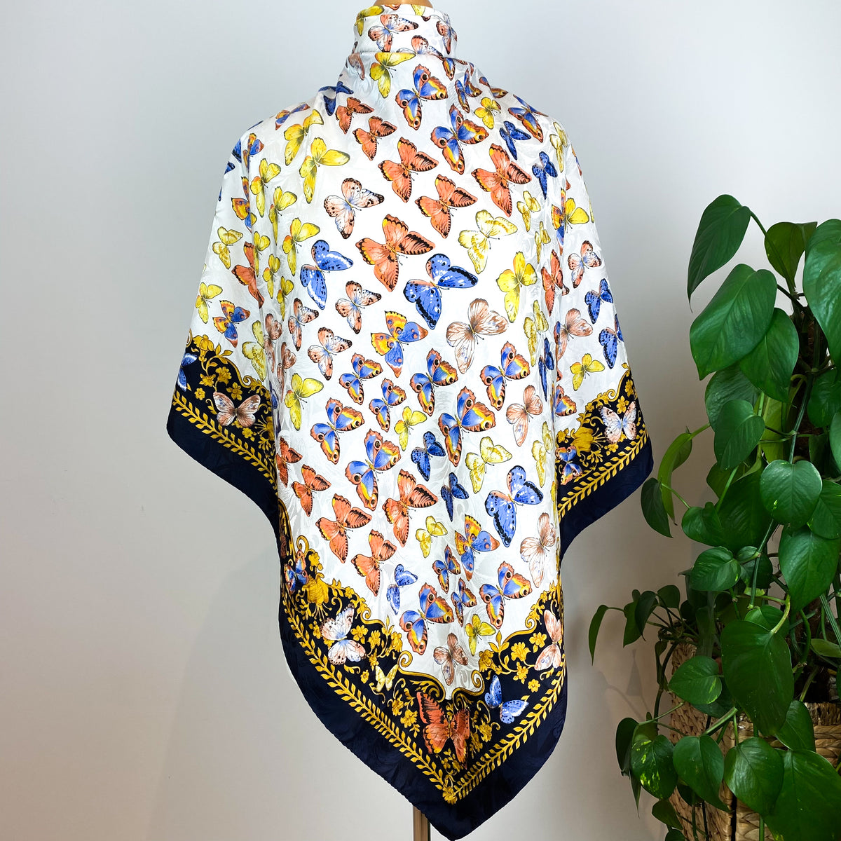 Large Italian Butterfly Vintage Silk Scarf
