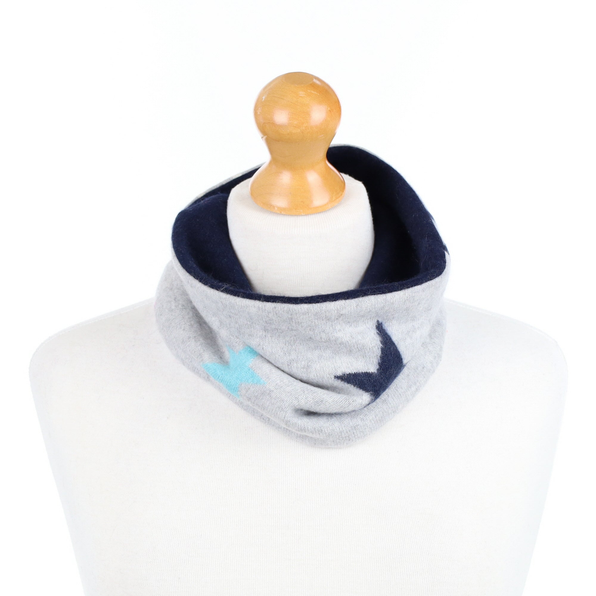 Pale Grey Star Pattern and Navy Neck Warmer