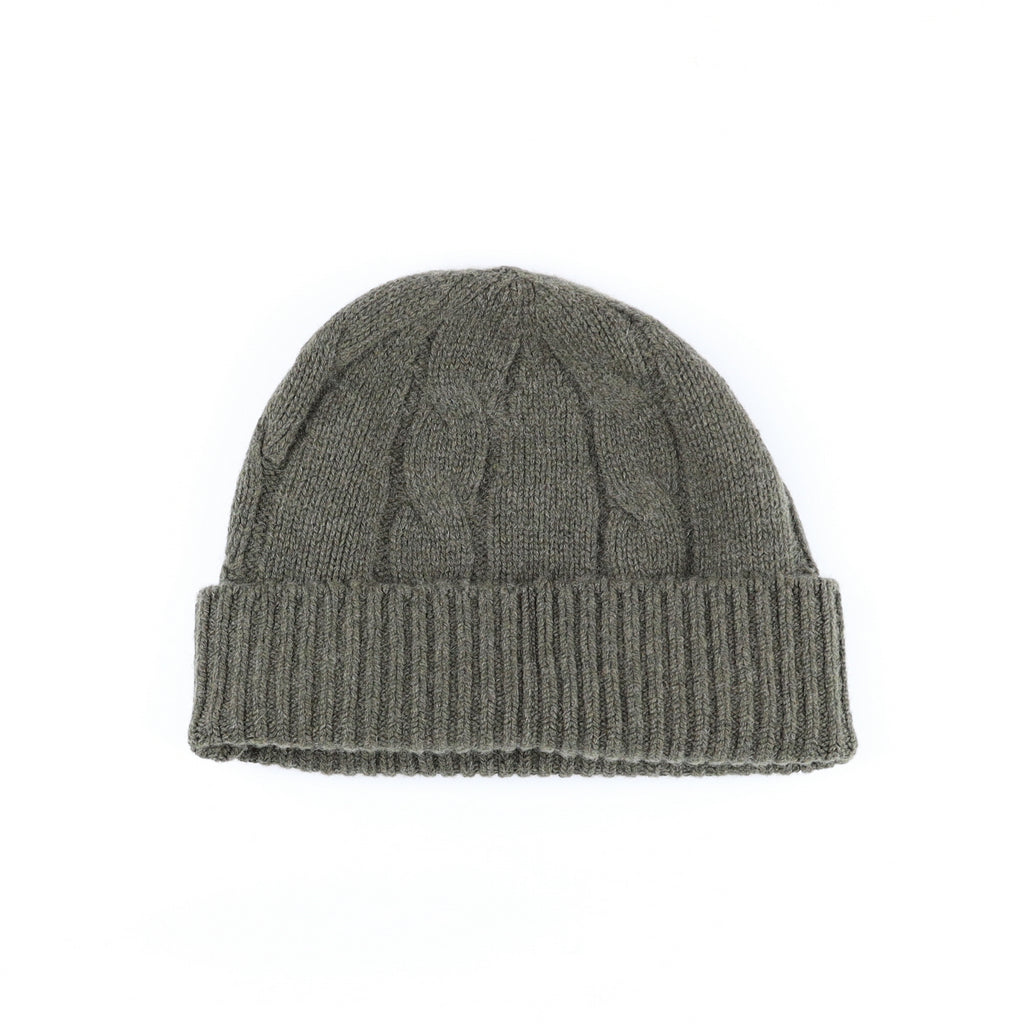 Scottish Khaki Luxury Chunky Cashmere Beanie Hat
