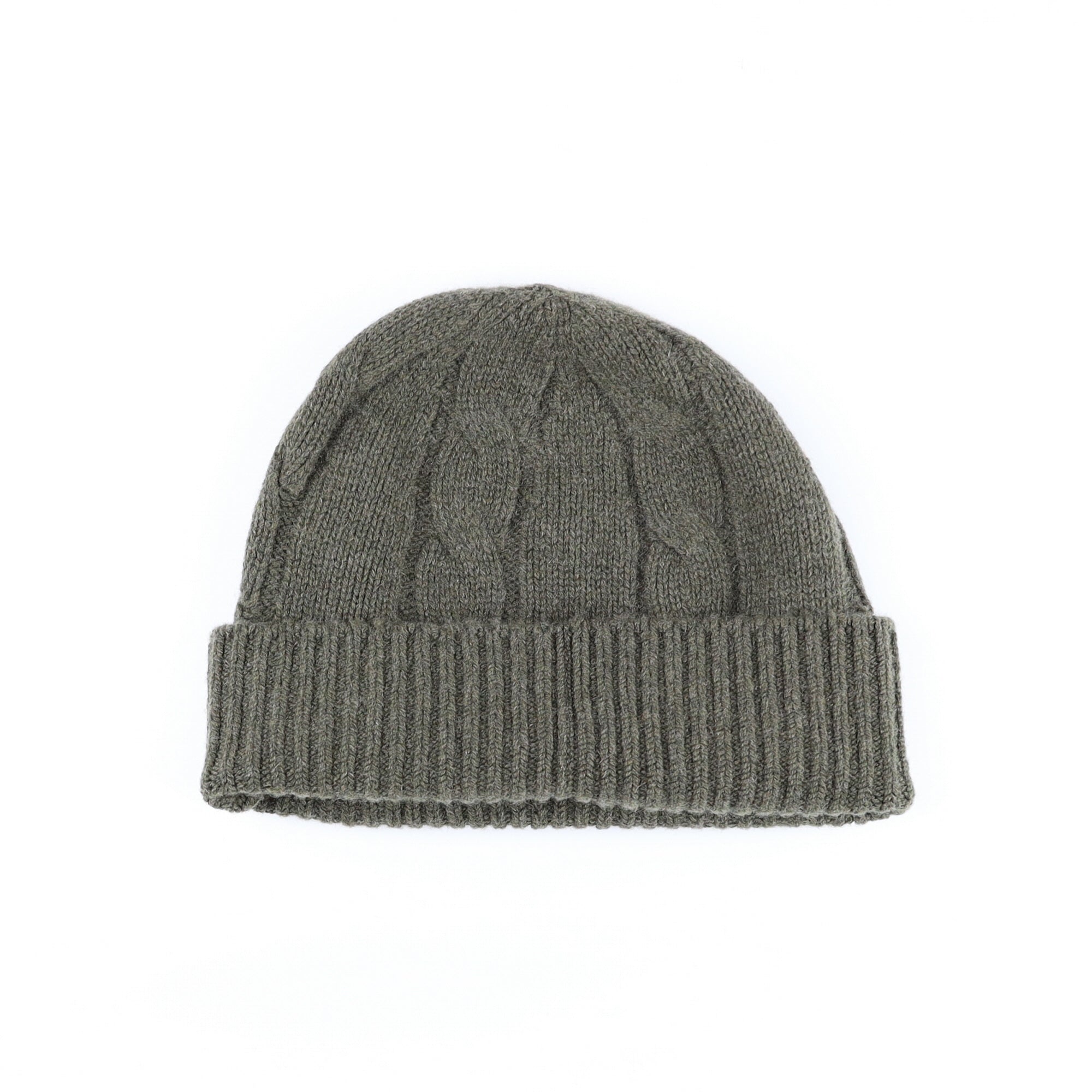 Scottish Khaki Luxury Chunky Cashmere Beanie Hat