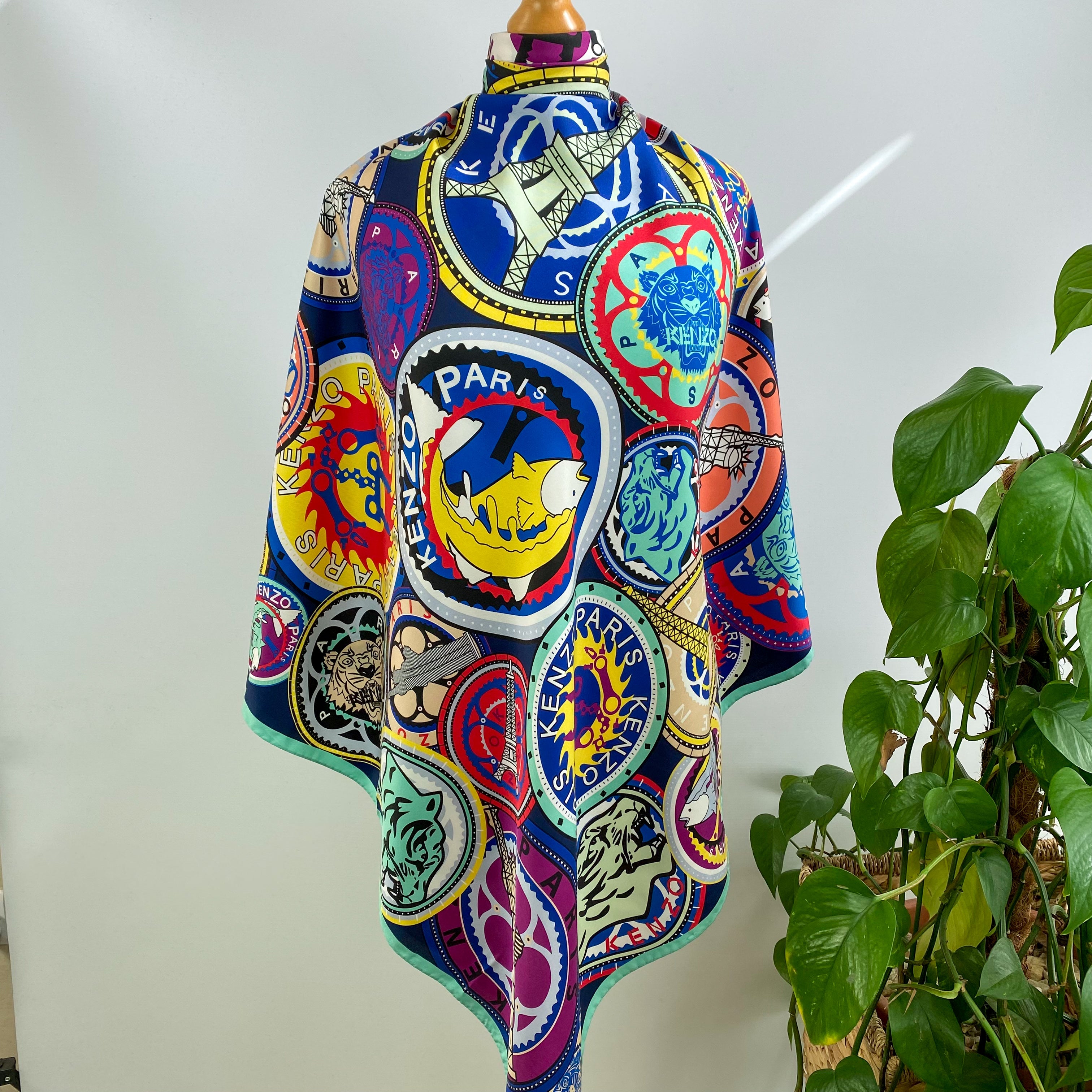 Kenzo Colourful Designer Silk Scarf