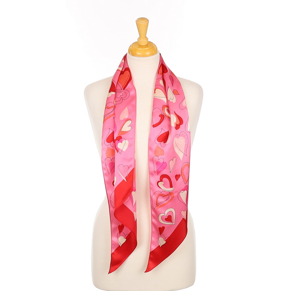 Talbots Heart Pussy Bow Silk Scarf