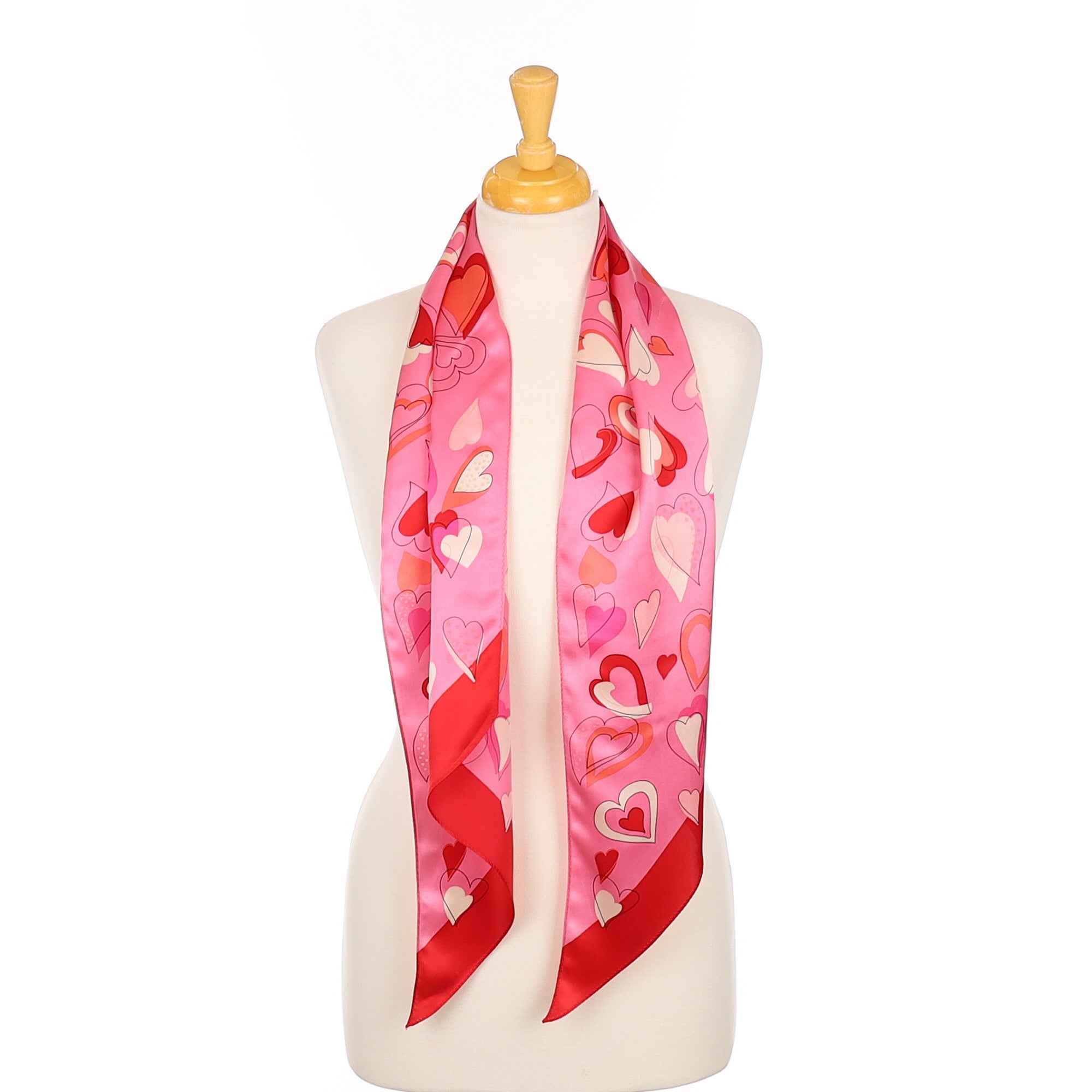 Talbots Heart Pussy Bow Silk Scarf