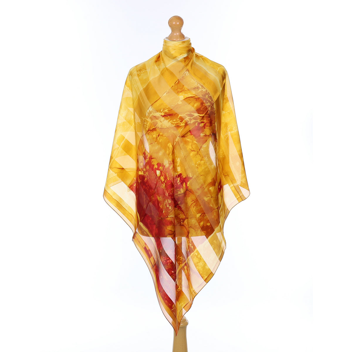 Brand New Orange Abstract Striped Silk Scarf