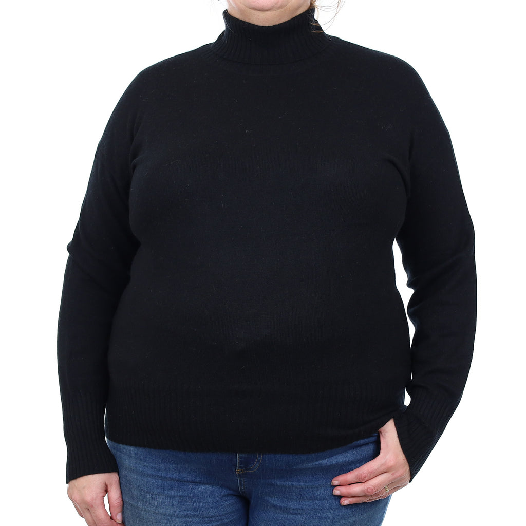Black Cashmere Polo Neck Jumper Extra Large