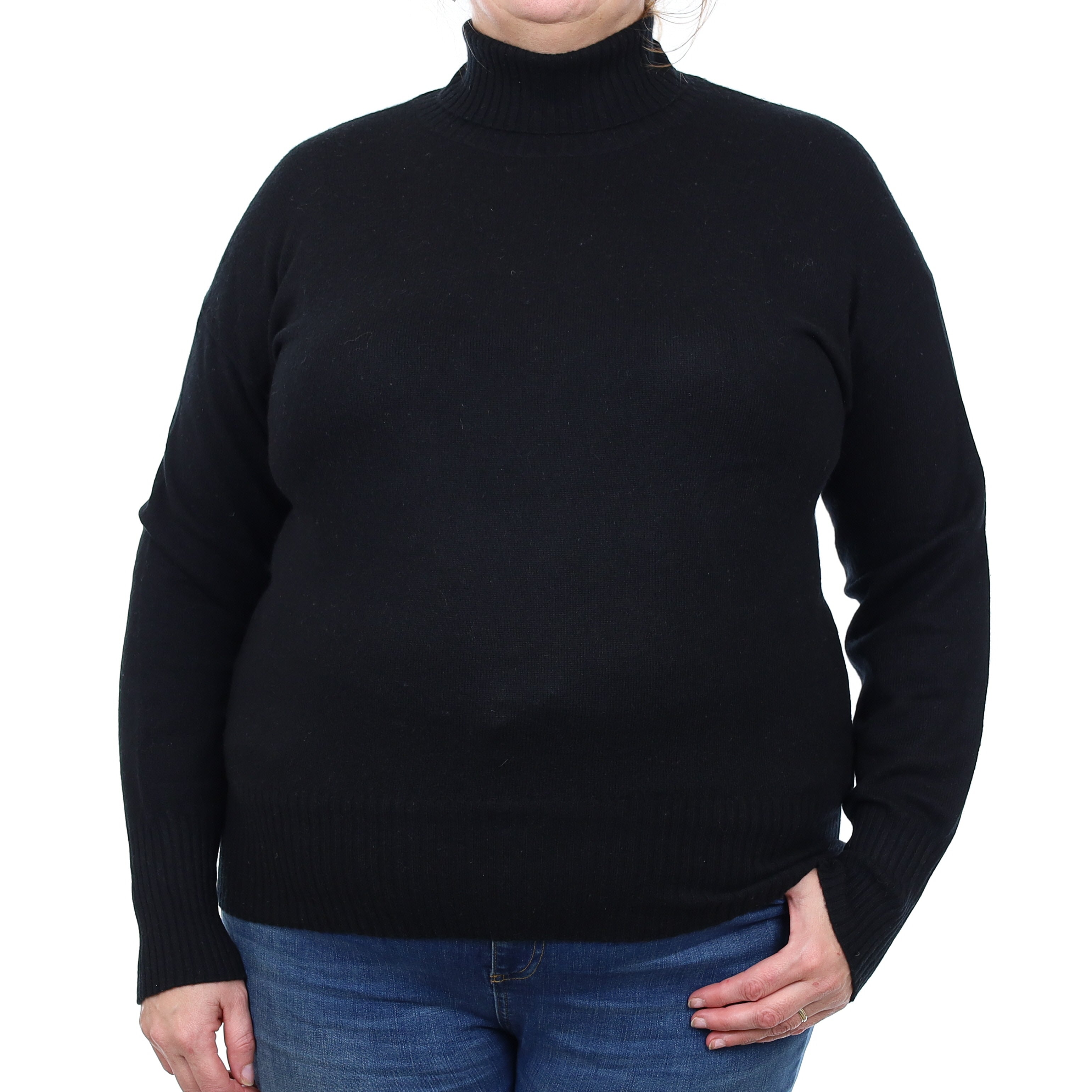 Black Cashmere Polo Neck Jumper Extra Large