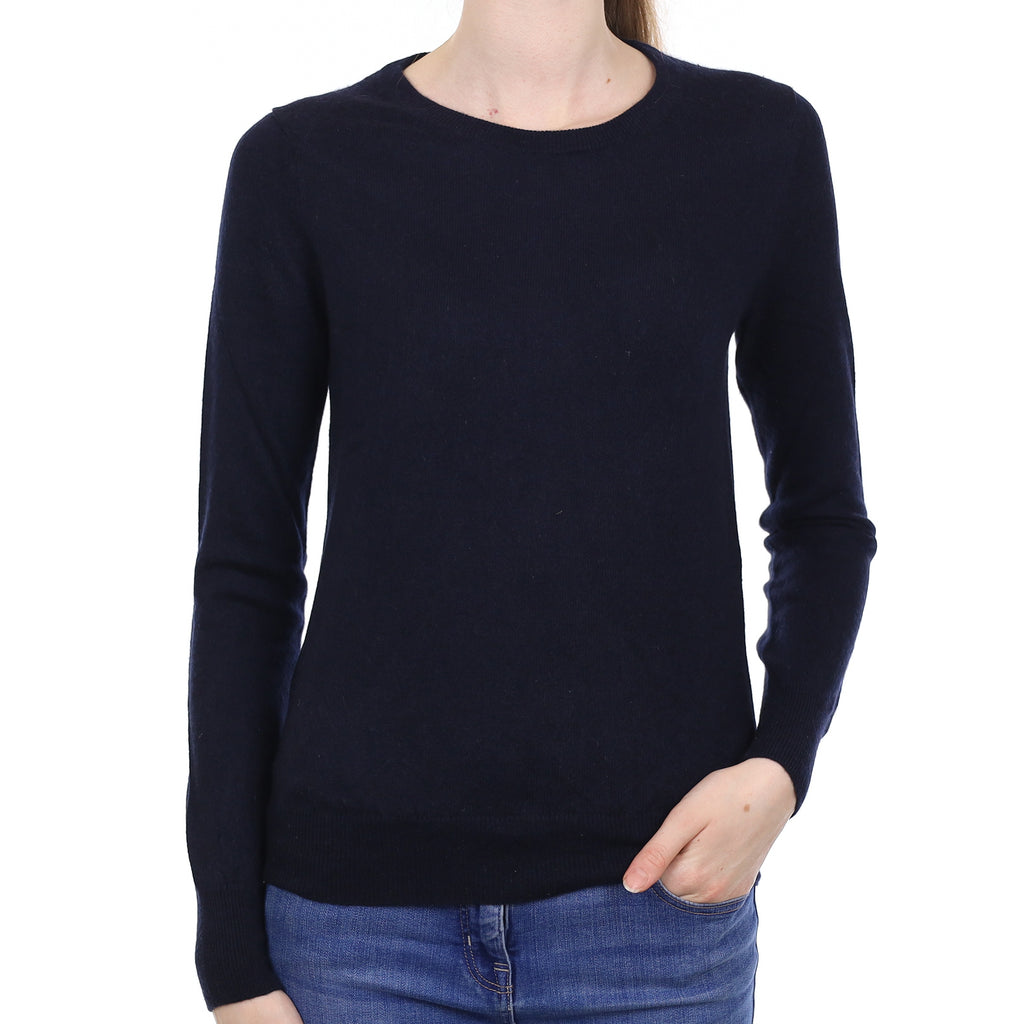 Dark Navy Cashmere Crew Neck Jumper Extra Small
