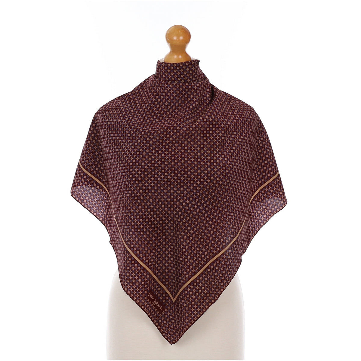 Pierre Balmain Burgundy Patterned Vintage Silk Scarf
