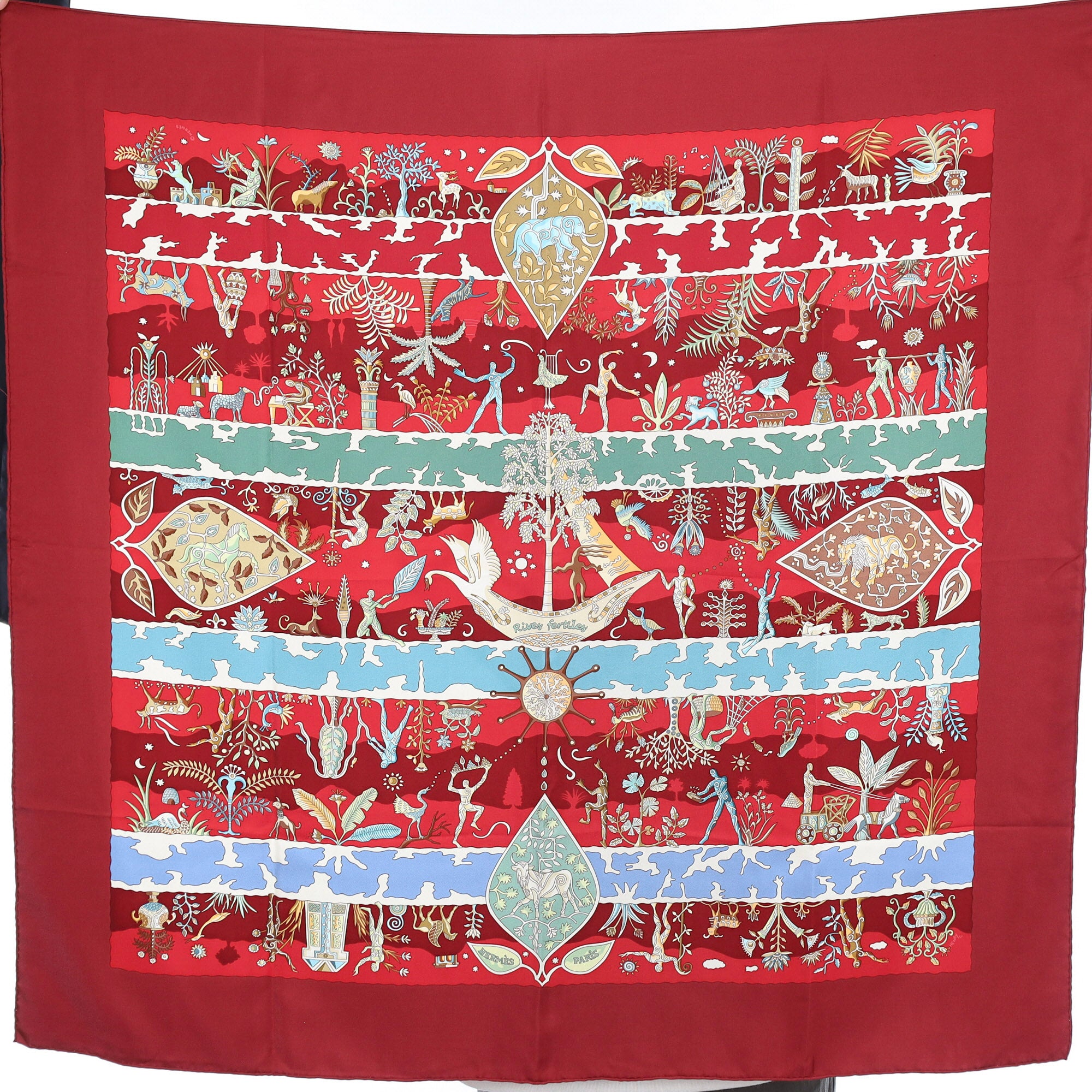 Pristine Hermès Rives Fertiles Silk Scarf